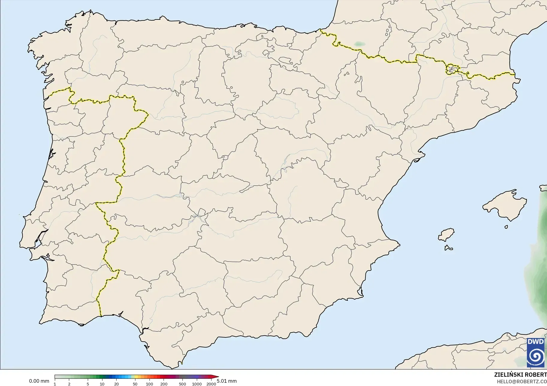 ICON modelo - Espanha, Acúmulo de precipitação