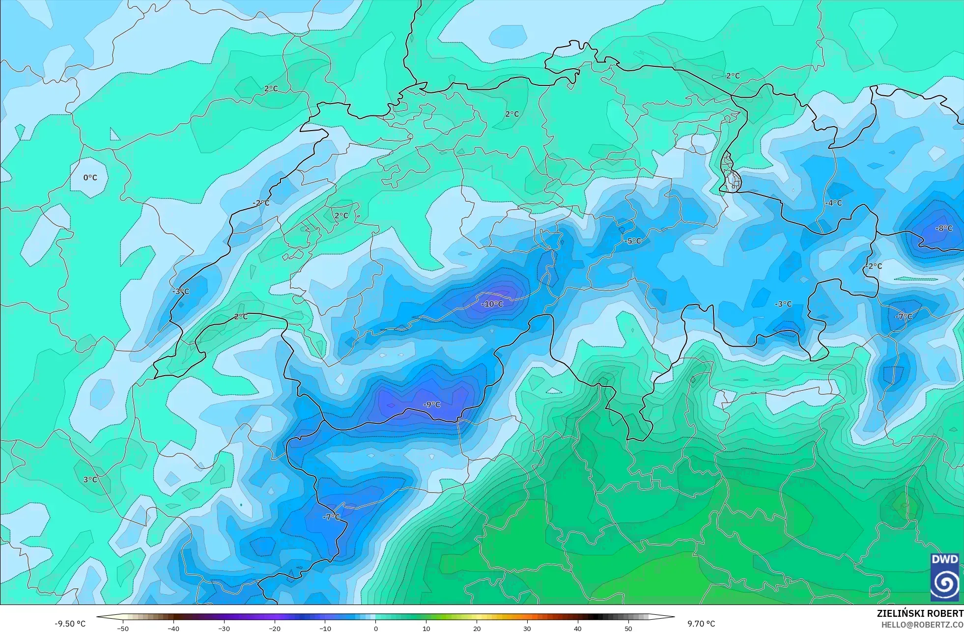 ICON modelo - Suíça, Ponto de orvalho a 2 m