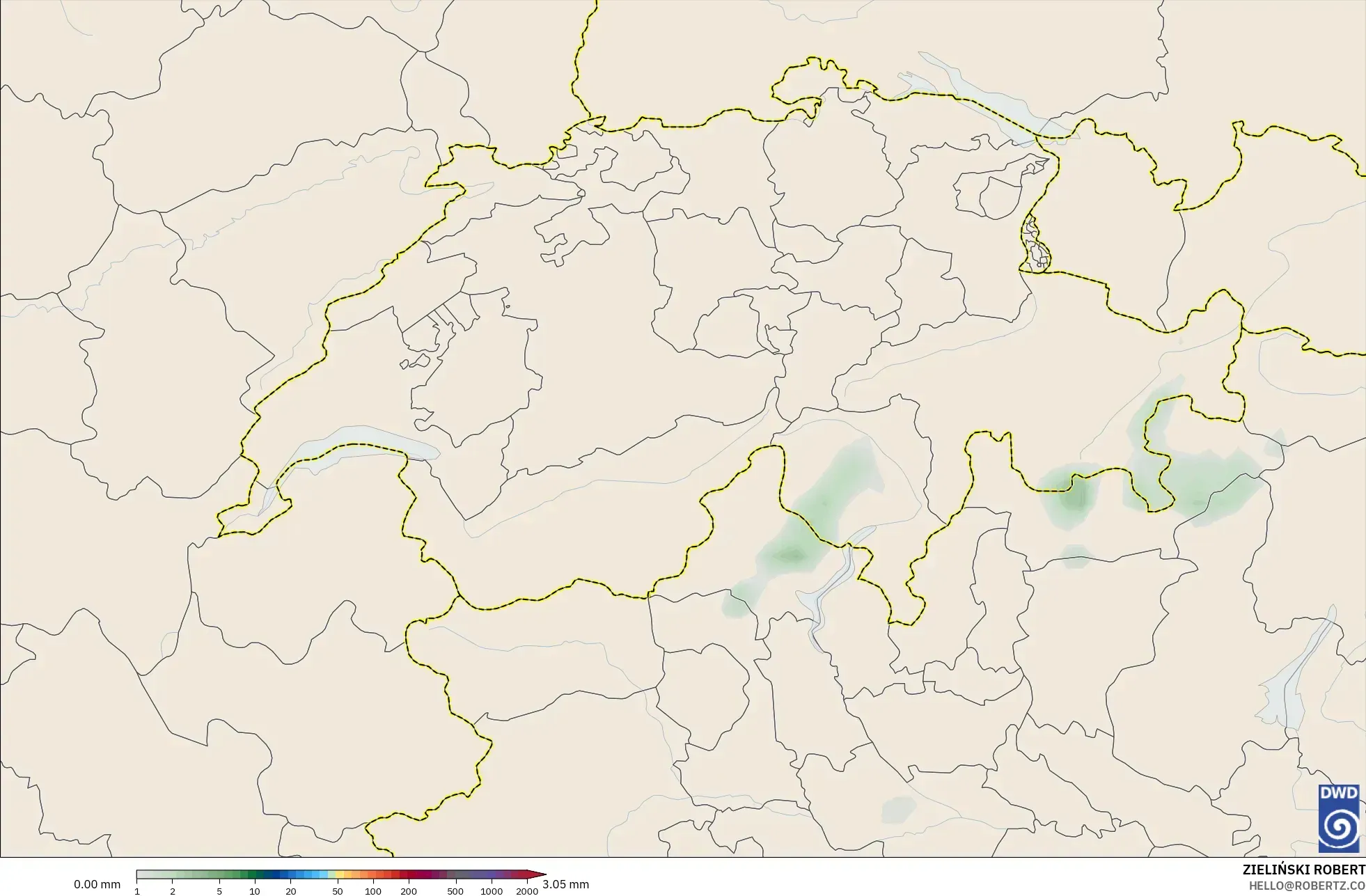 ICON modelo - Suíça, Acúmulo de precipitação