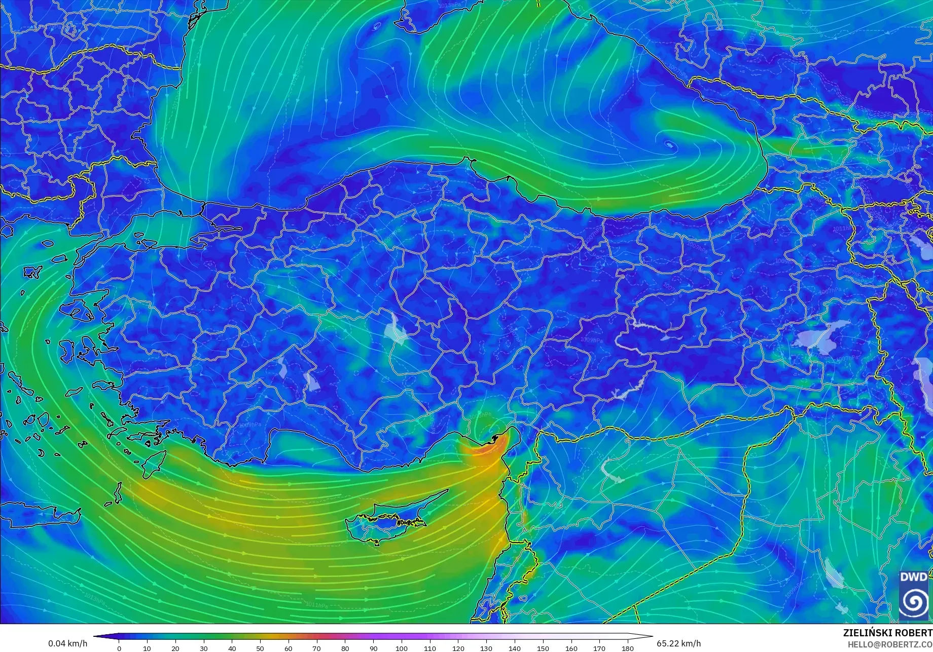 ICON modelo - Turquia, Vento a 10 m