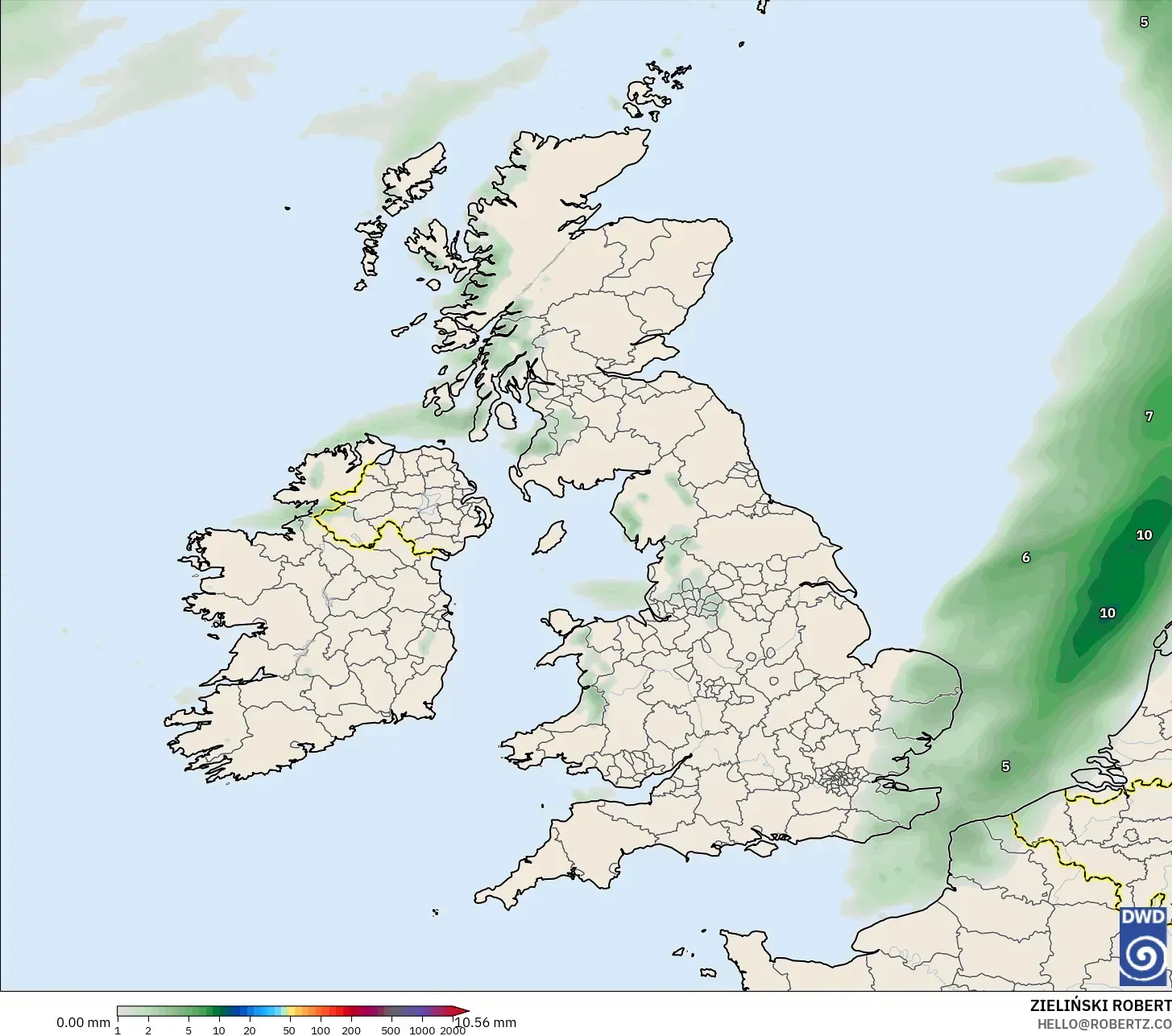 ICON modelo - Reino Unido, Acúmulo de precipitação