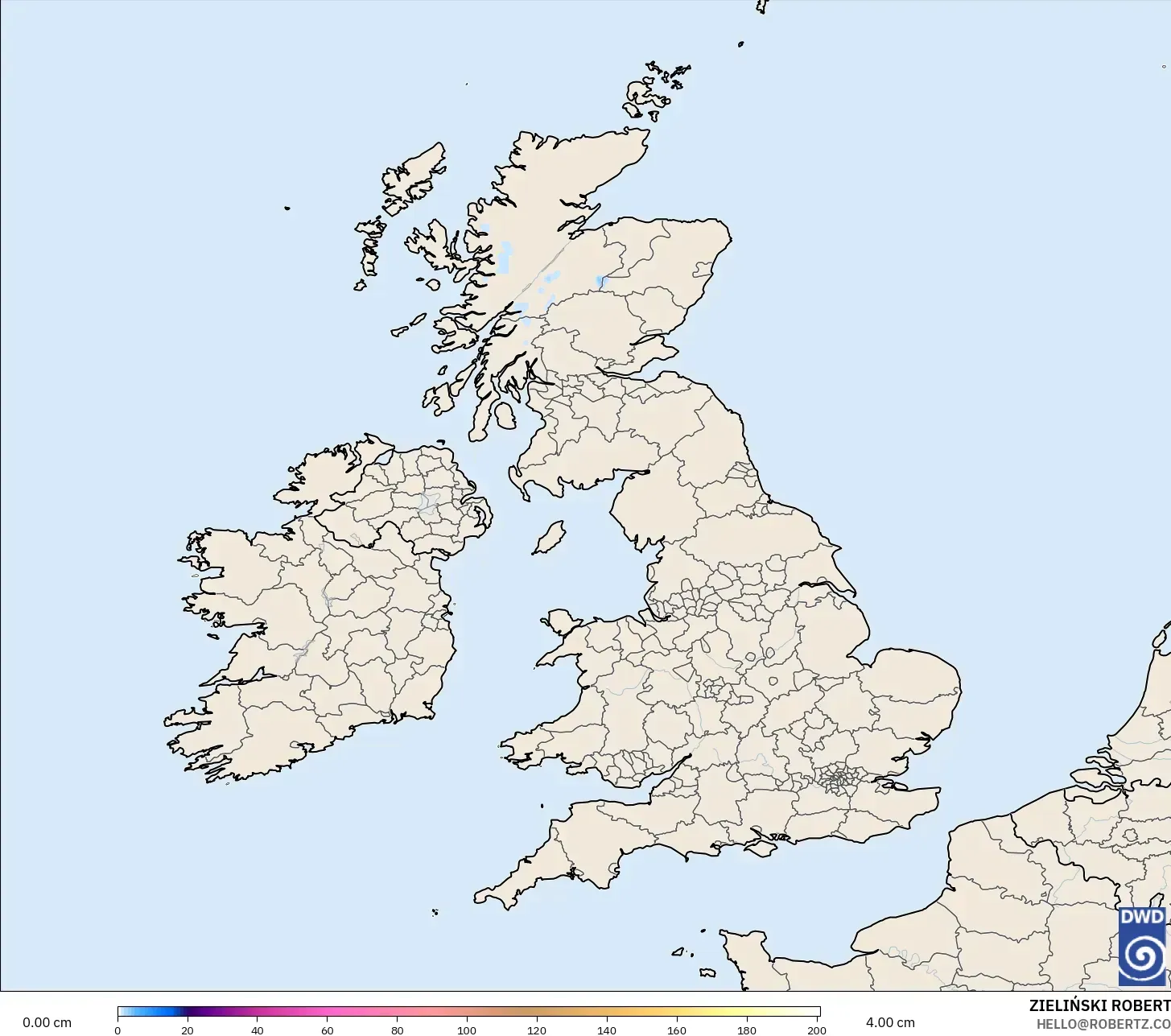 ICON modelo - Reino Unido, Profundidade da neve