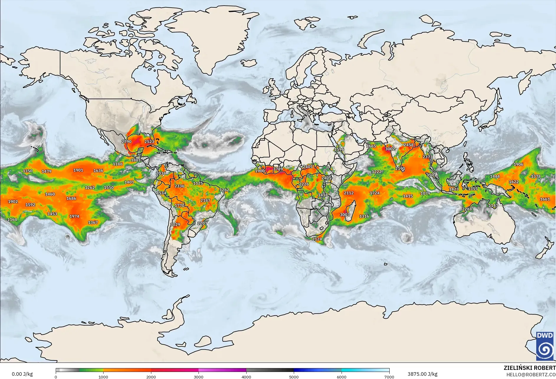 ICON modelo - Mundo, CAPE