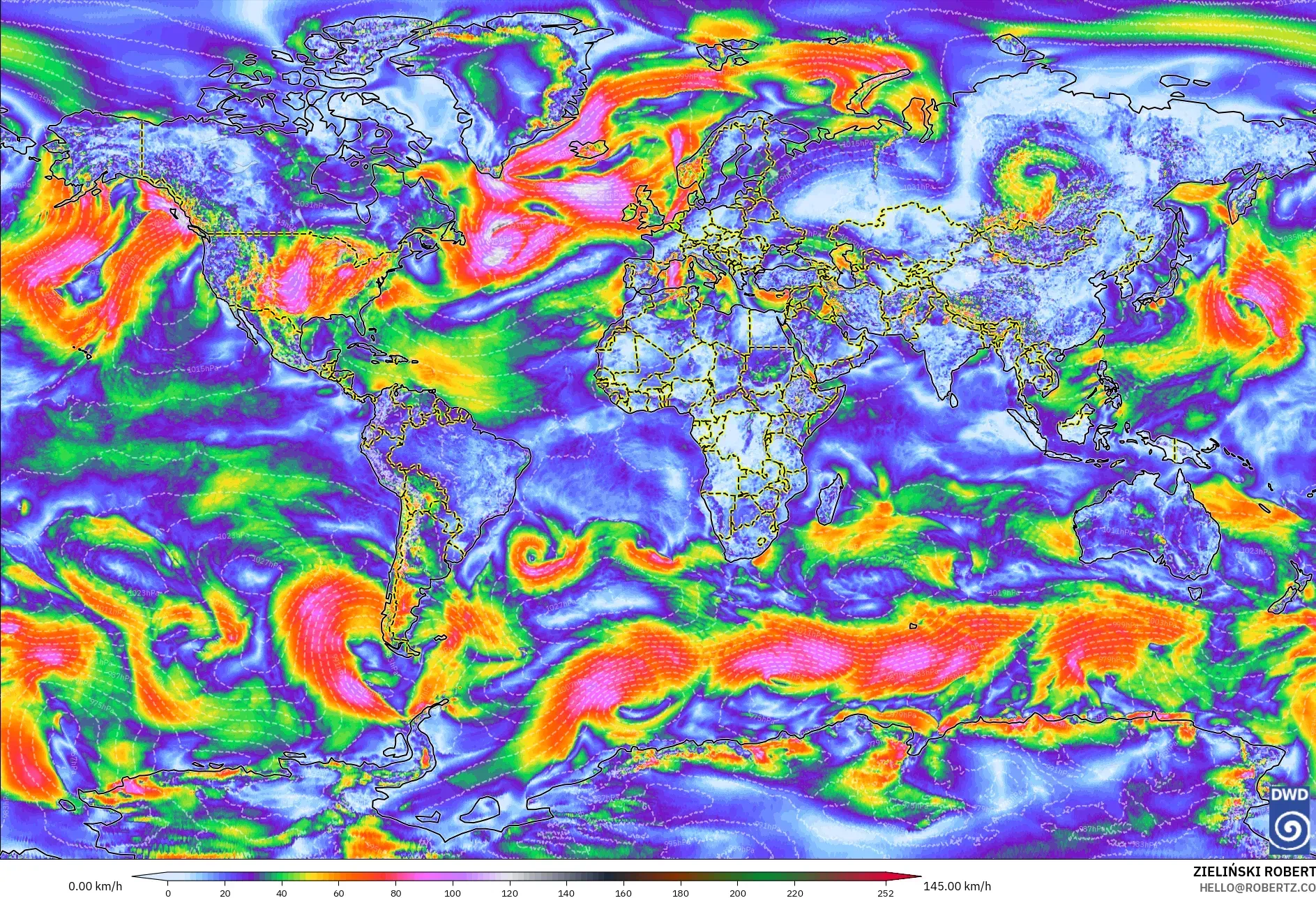 ICON modelo - Mundo, Rajadas de vento