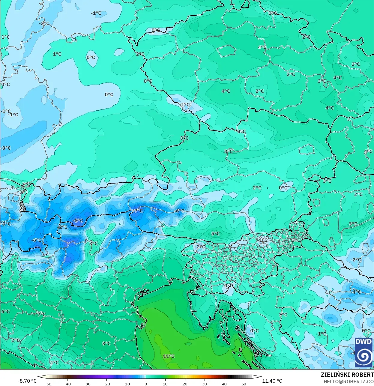 ICON modelo - Áustria, Ponto de orvalho a 2 m