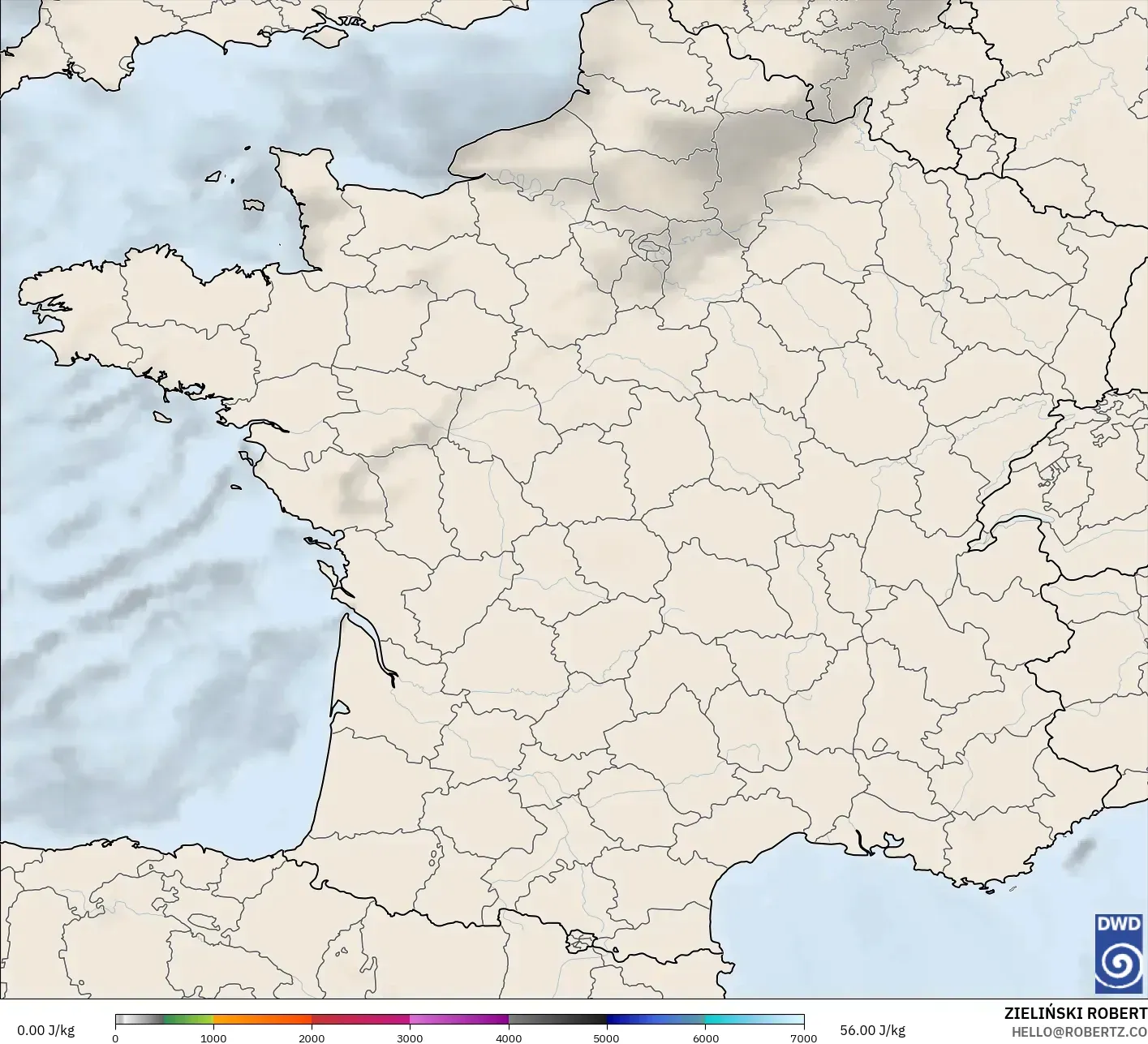 ICON modelo - França, CAPE