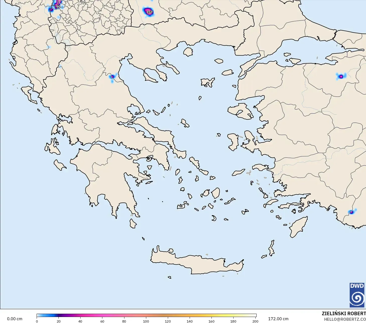 ICON modelo - Grécia, Profundidade da neve