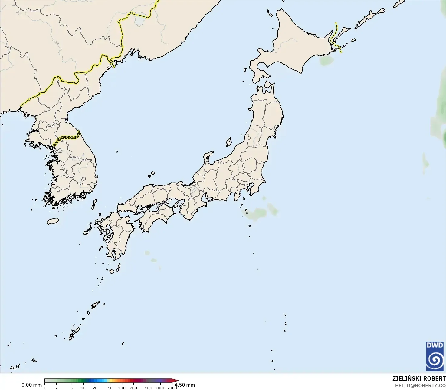 ICON modelo - Japão, Acúmulo de precipitação