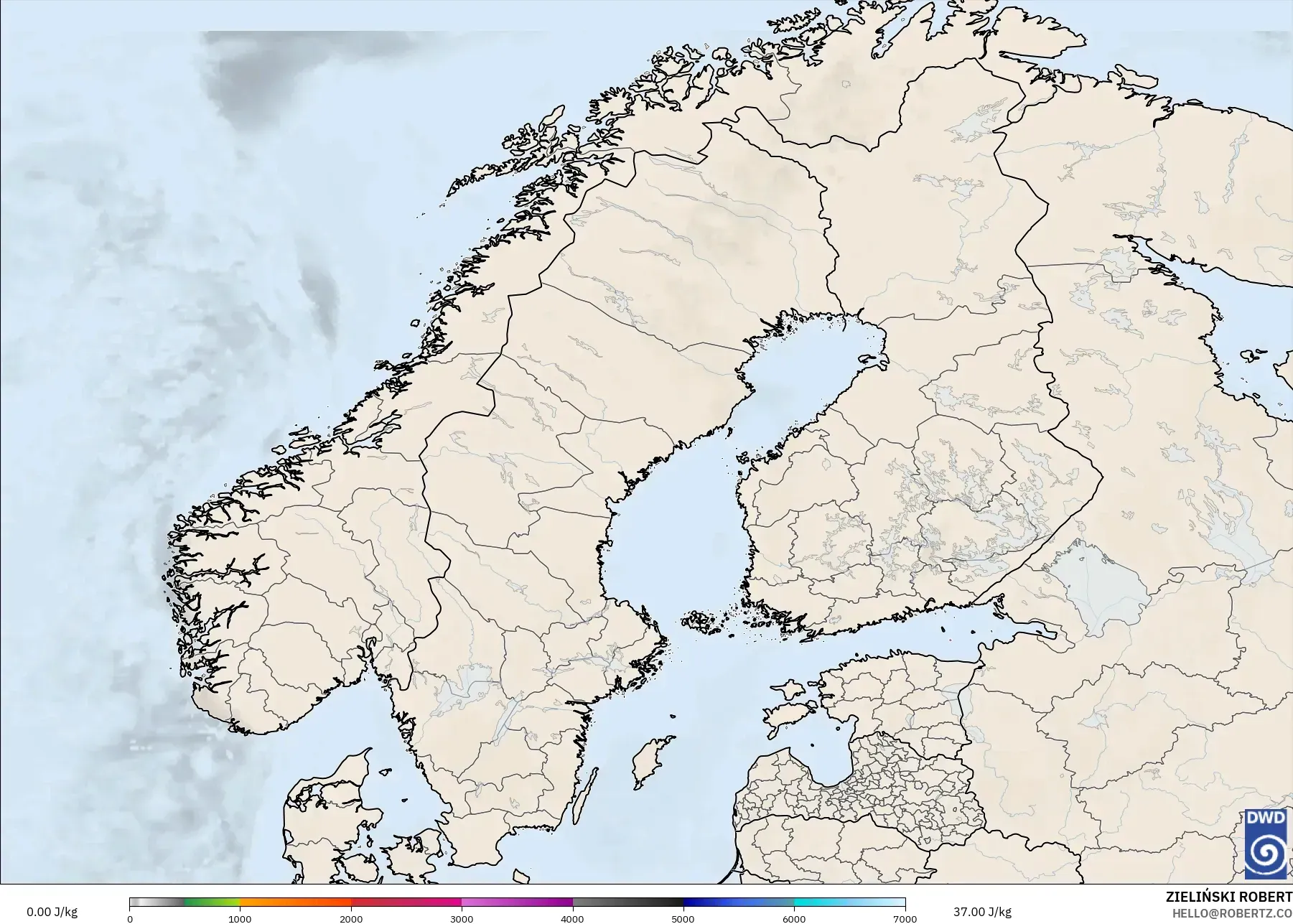 ICON modelo - Escandinávia, CAPE