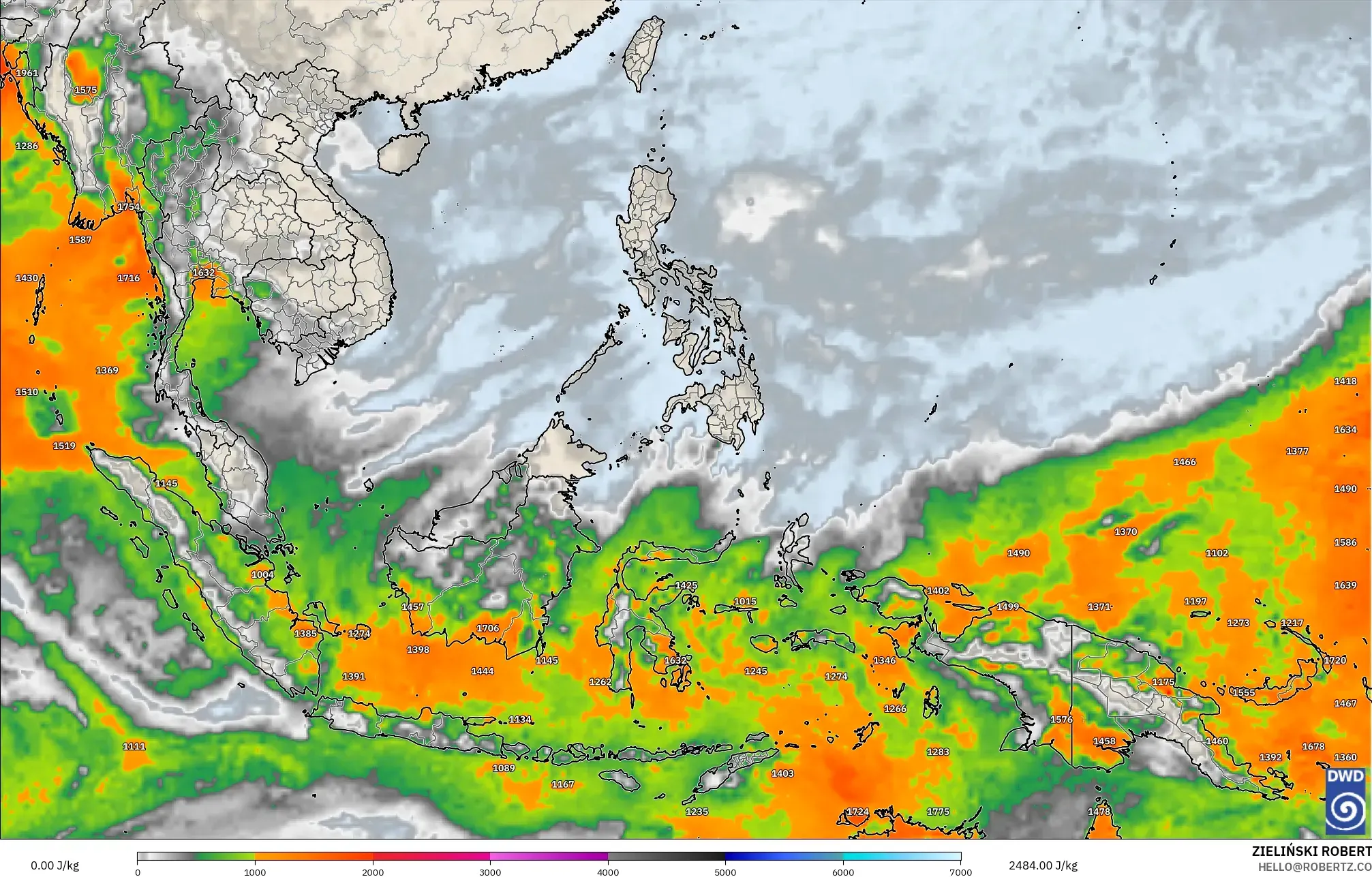 ICON modelo - Sudeste Asiático, CAPE