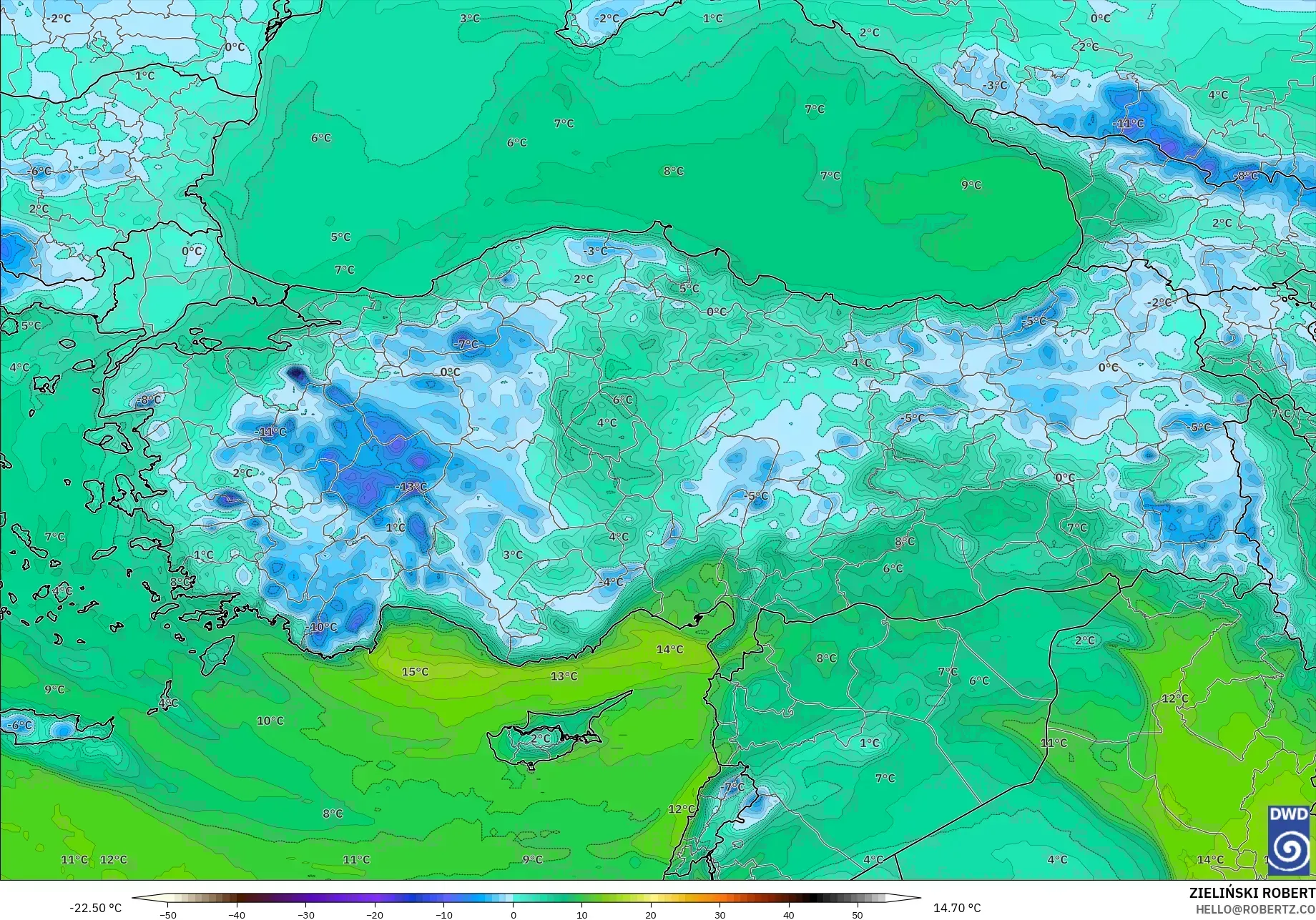 ICON modelo - Turquia, Ponto de orvalho a 2 m