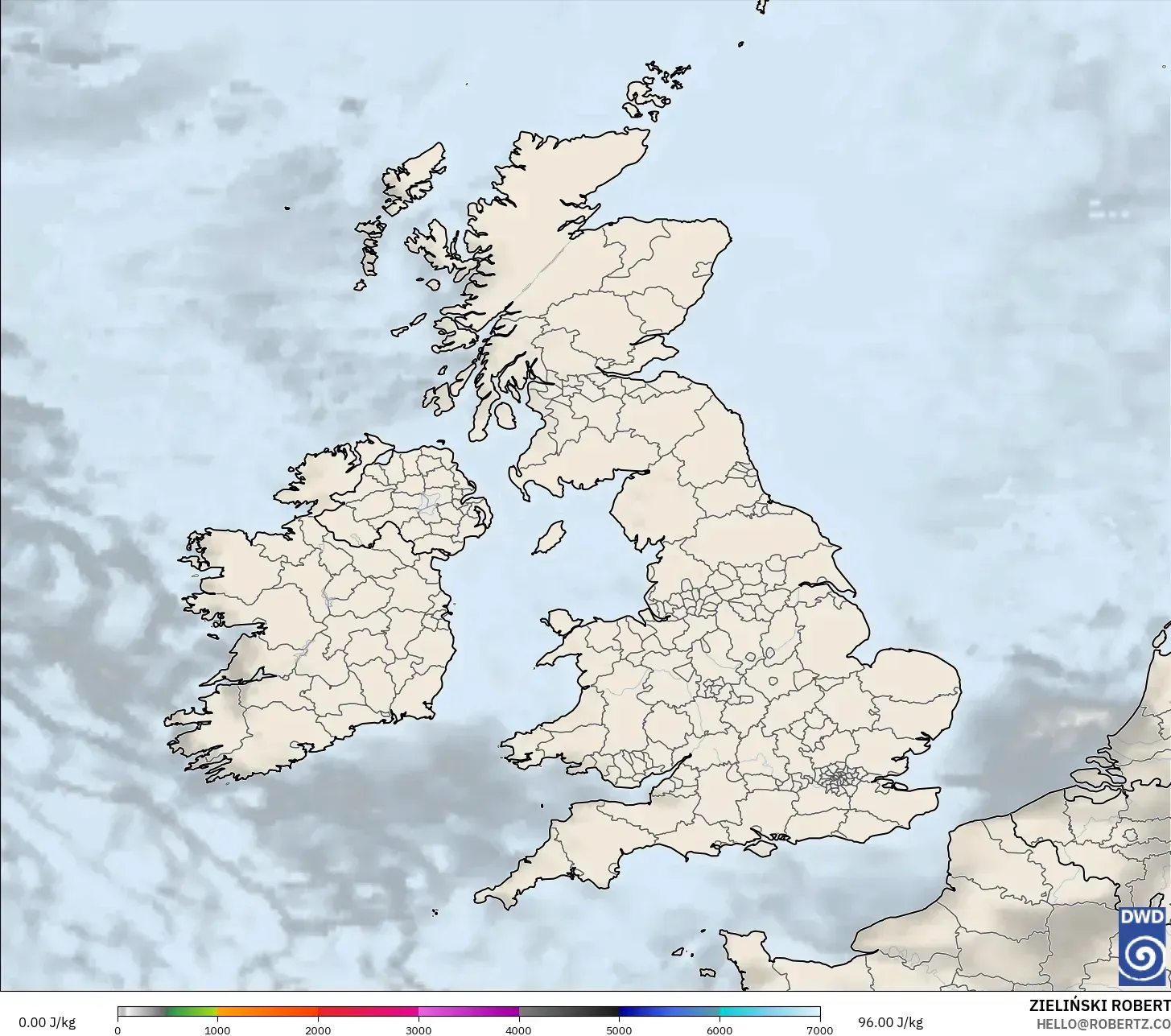 ICON modelo - Reino Unido, CAPE