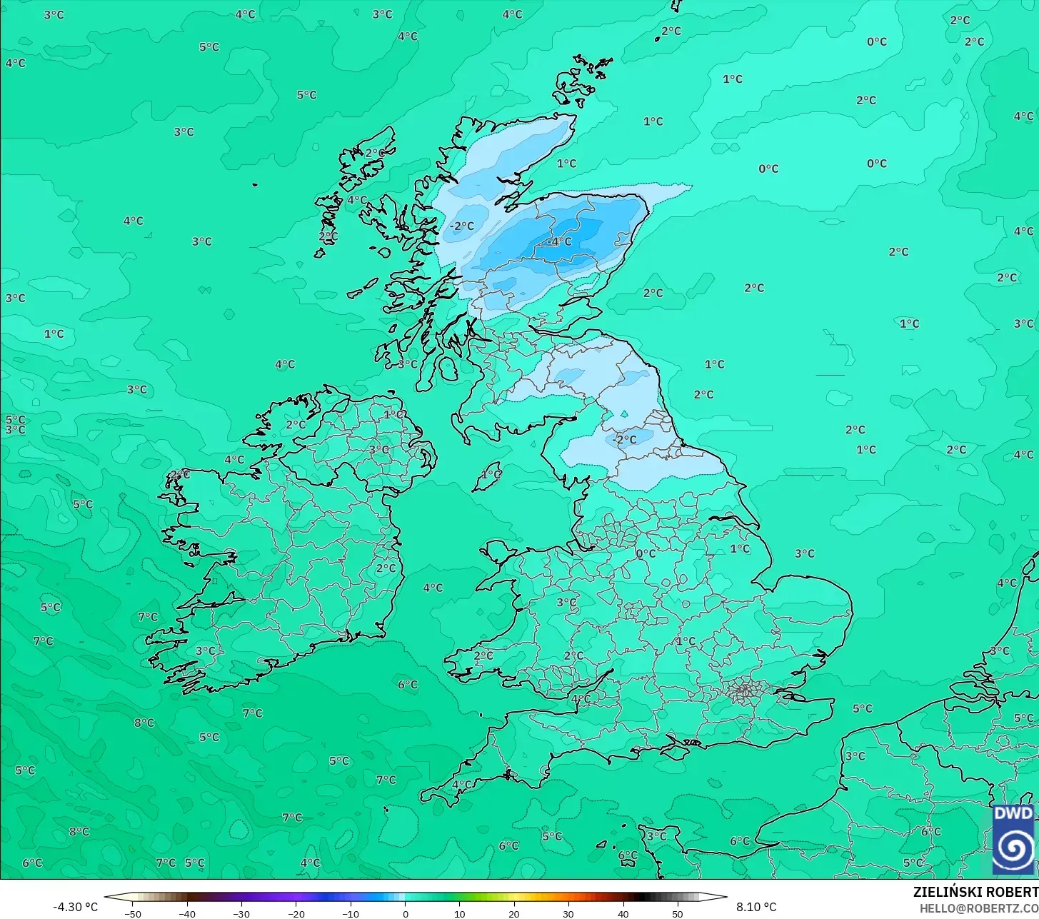 ICON modelo - Reino Unido, Ponto de orvalho a 2 m