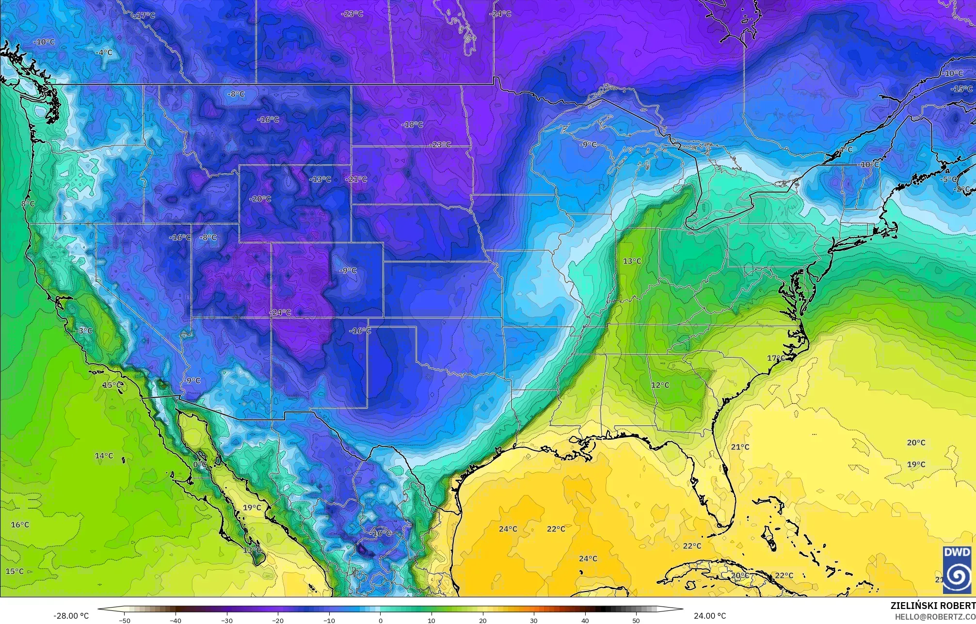 ICON modelo - Estados Unidos, Ponto de orvalho a 2 m