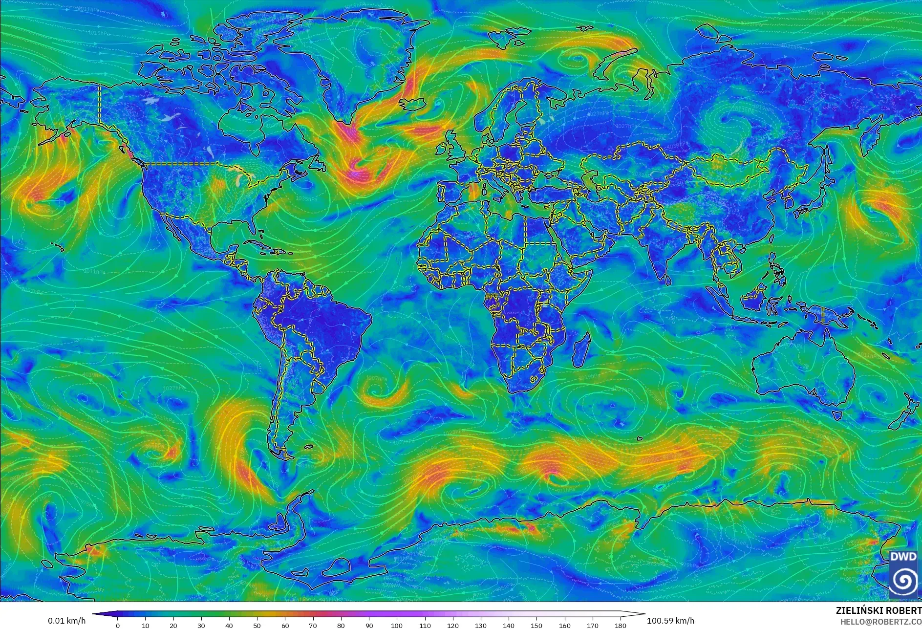 ICON modelo - Mundo, Vento a 10 m