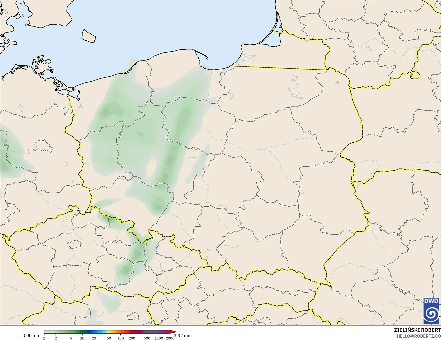 ICON modelo - Polônia, Acúmulo de precipitação