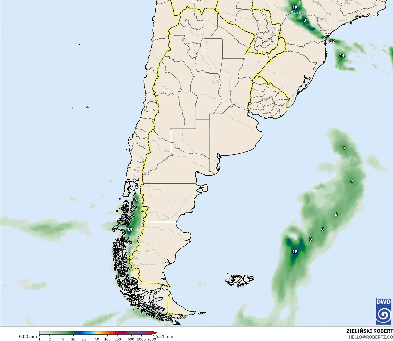 ICON modelo - Argentina, Acúmulo de precipitação