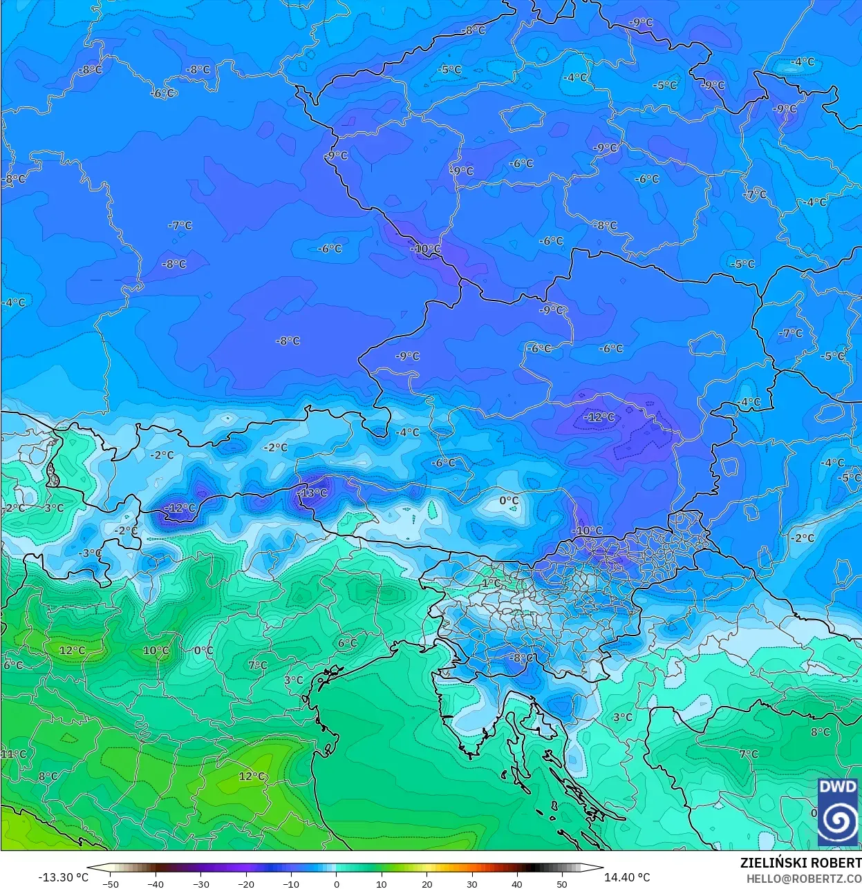 ICON modelo - Áustria, Ponto de orvalho a 2 m