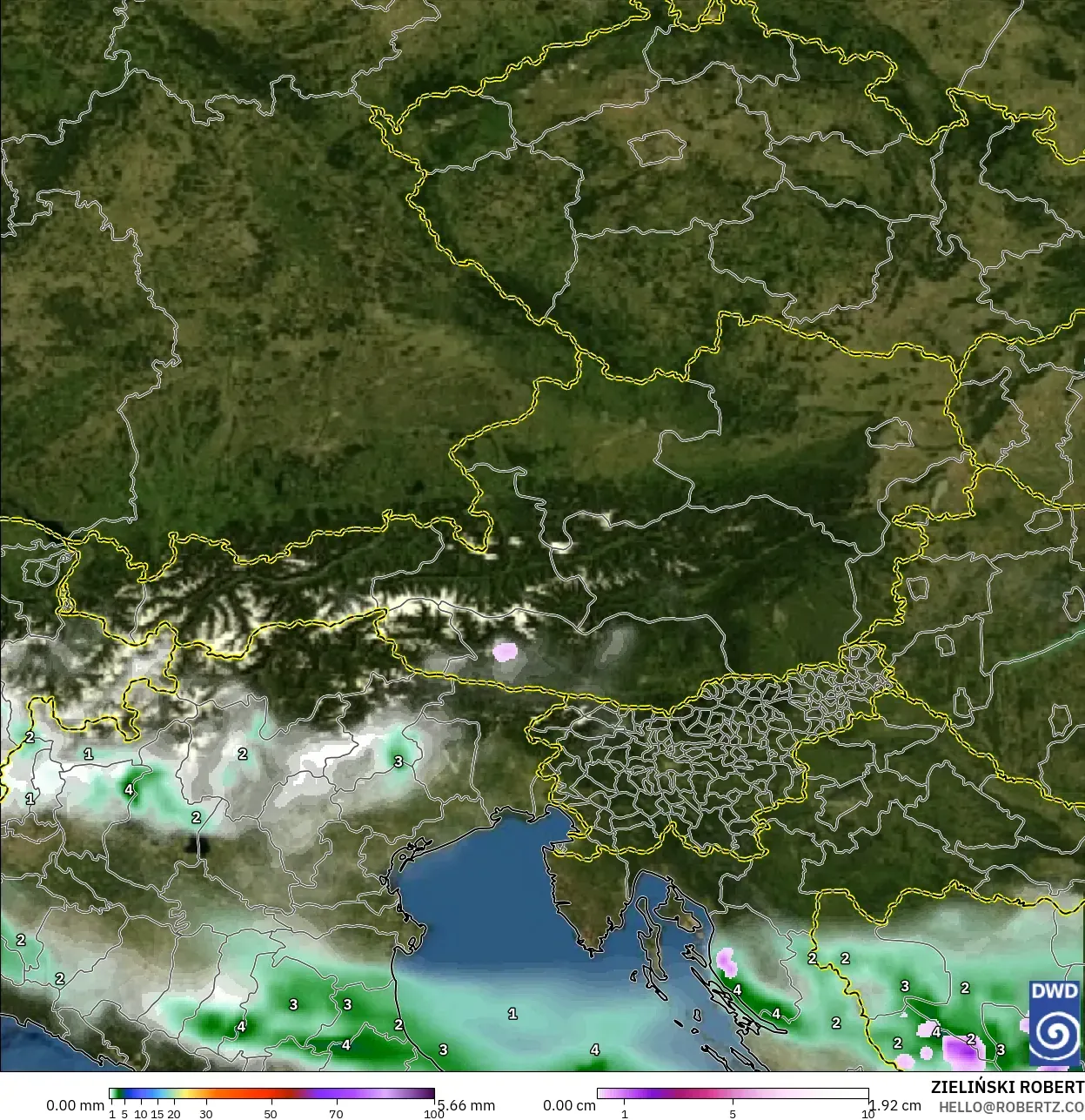 ICON modelo - Áustria, Precipitação, nuvens e pressão