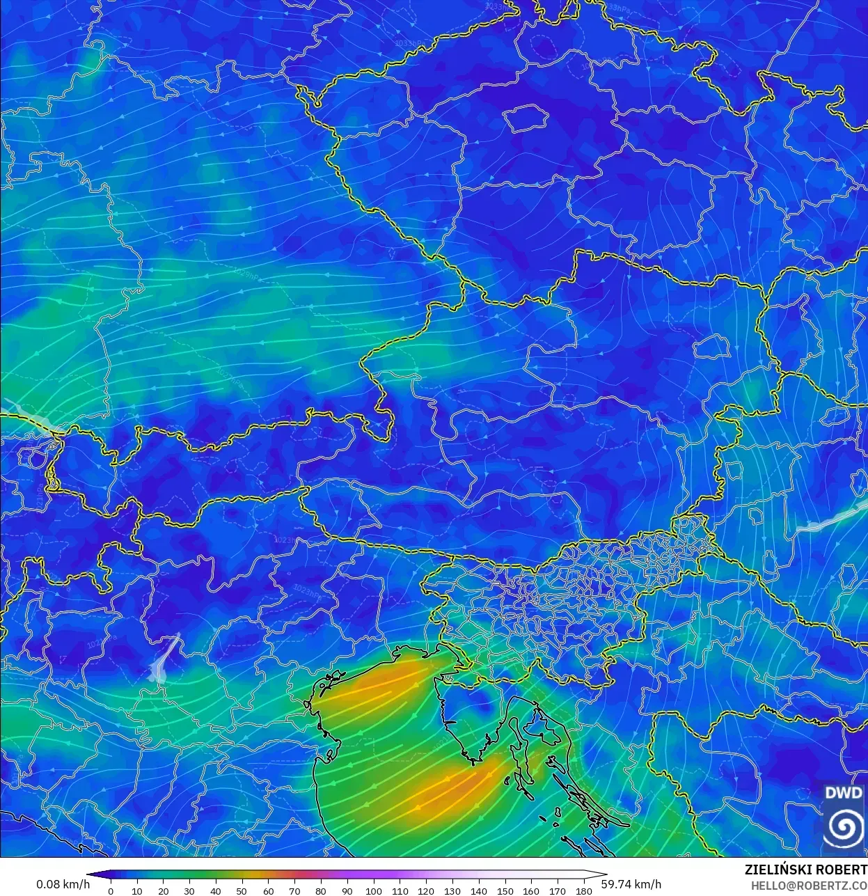 ICON modelo - Áustria, Vento a 10 m