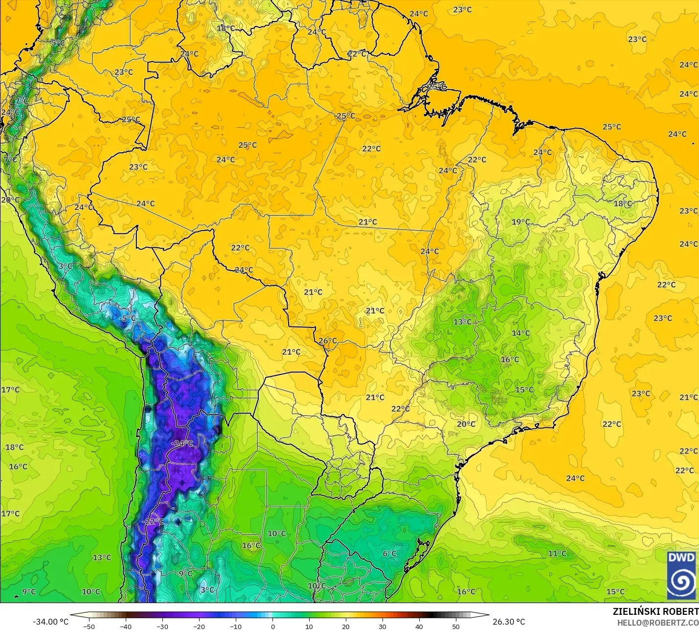 ICON modelo - Brasil, Ponto de orvalho a 2 m