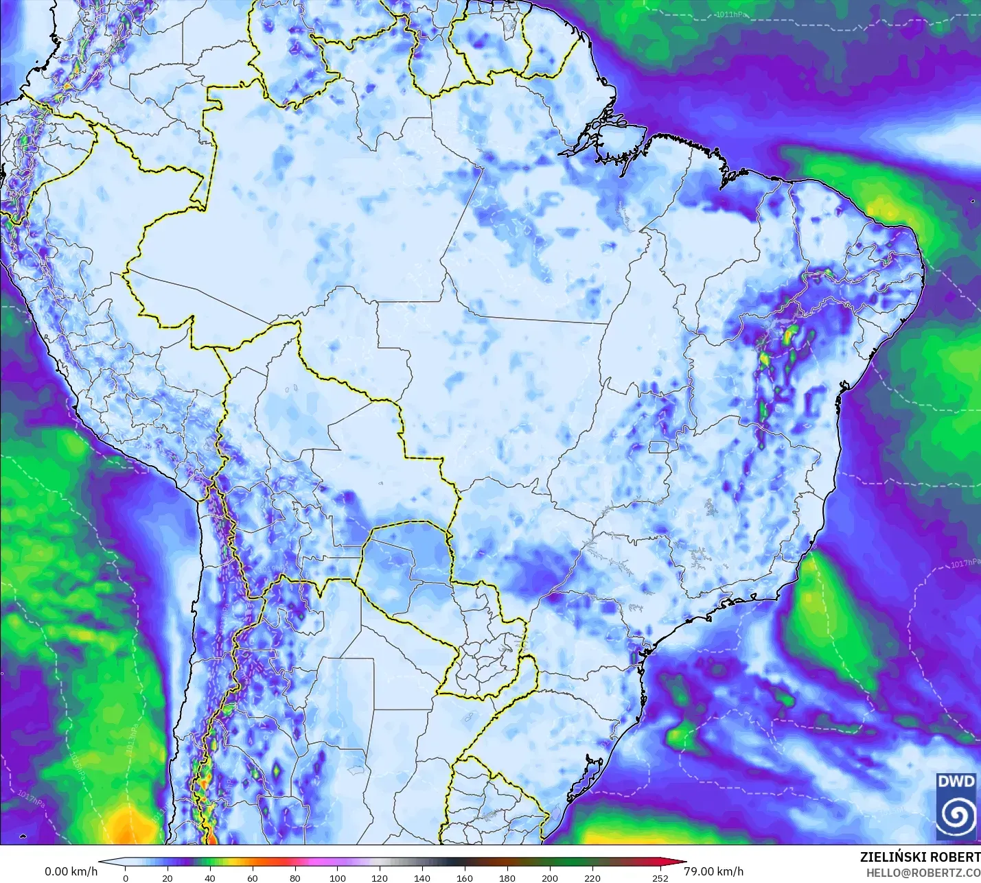 ICON modelo - Brasil, Rajadas de vento