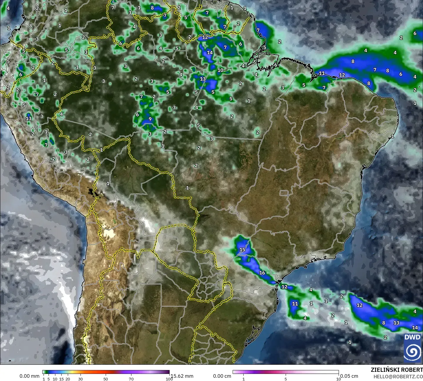ICON modelo - Brasil, Precipitação, nuvens e pressão