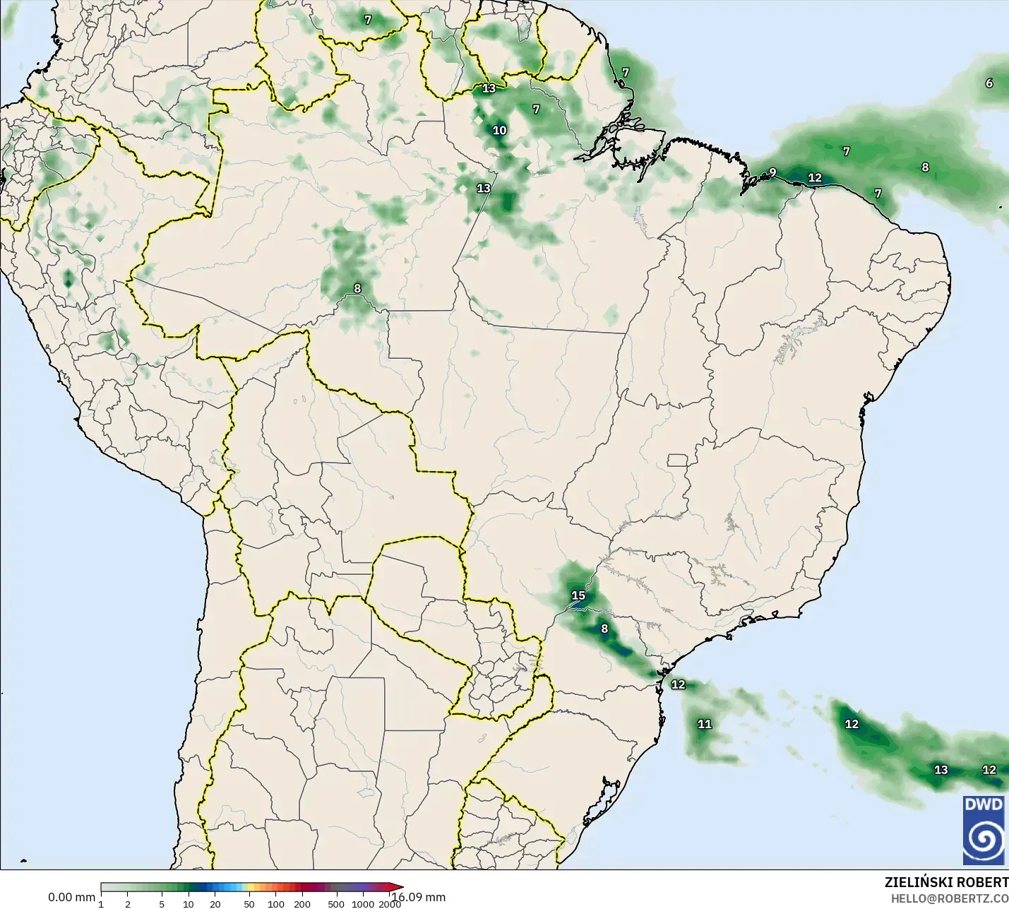 ICON modelo - Brasil, Acúmulo de precipitação