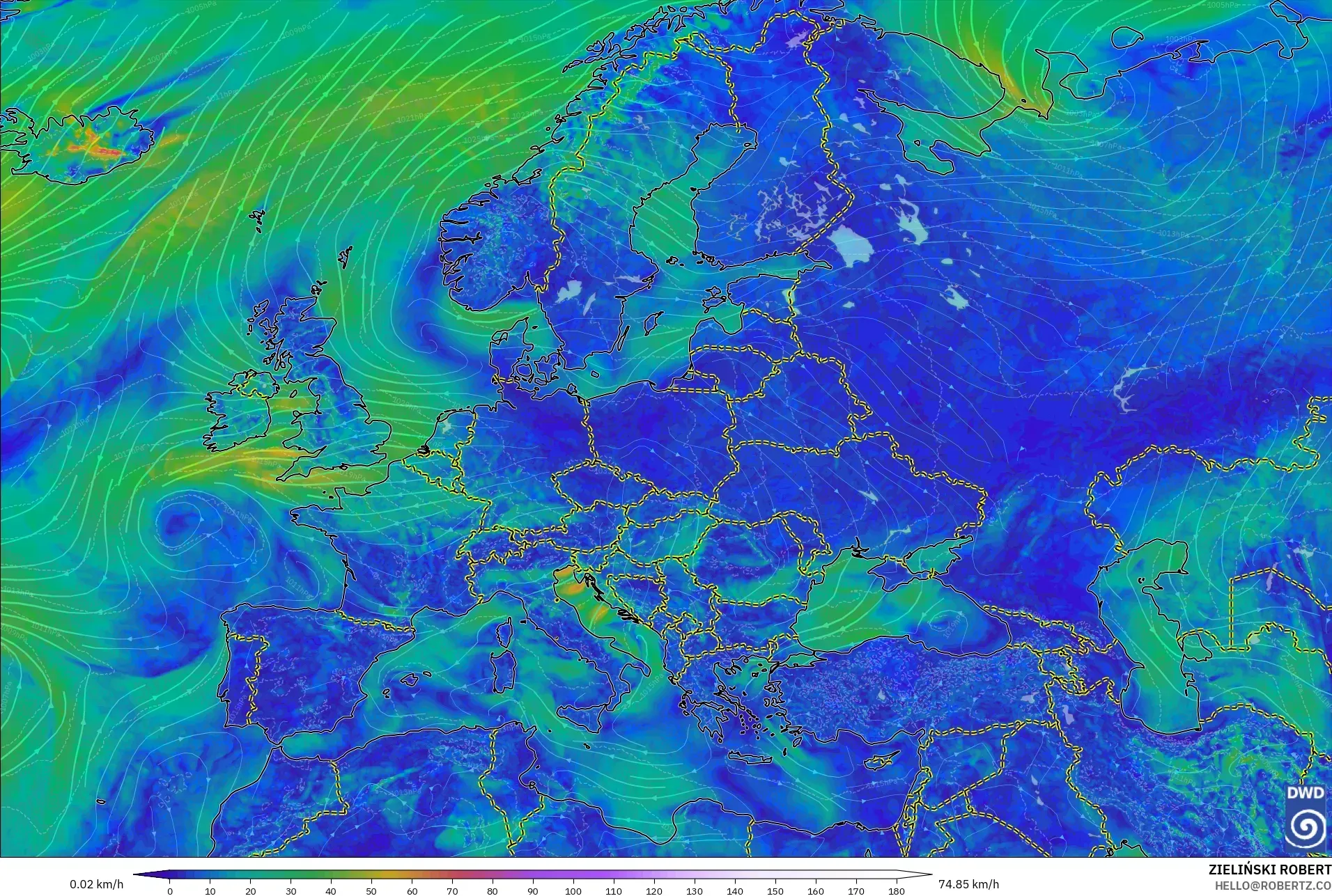 ICON modelo - Europa, Vento a 10 m