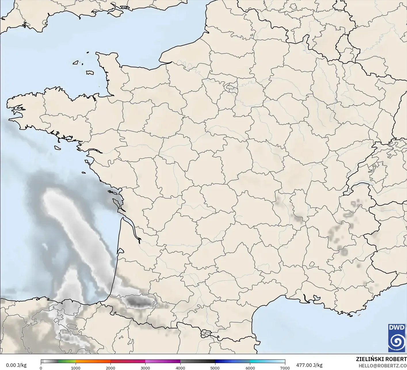ICON modelo - França, CAPE