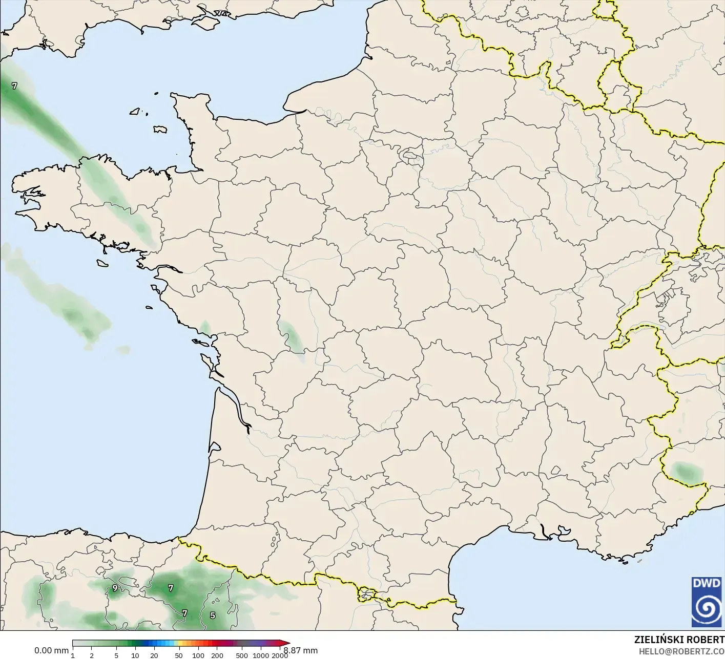 ICON modelo - França, Acúmulo de precipitação