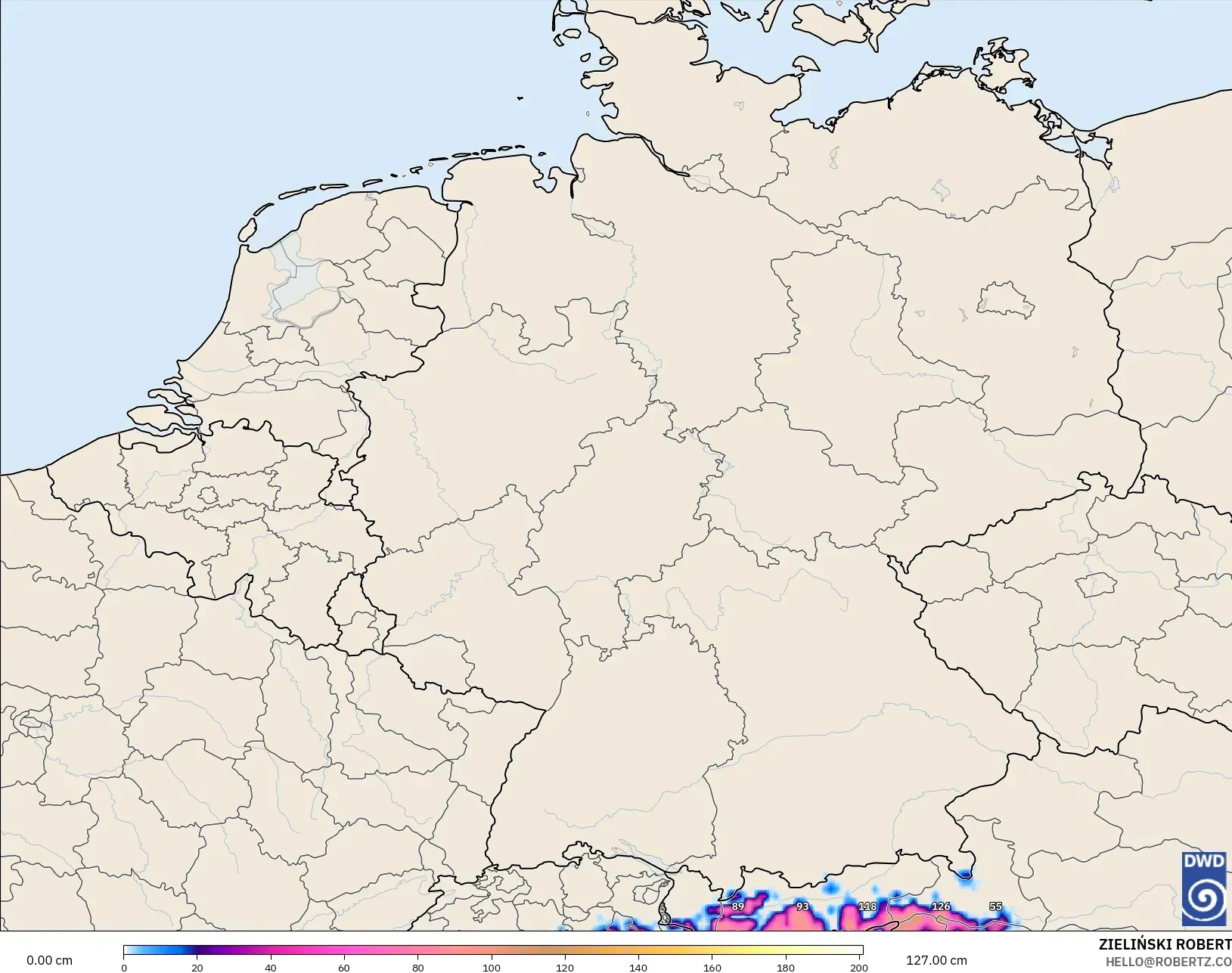 ICON modelo - Alemanha, Profundidade da neve