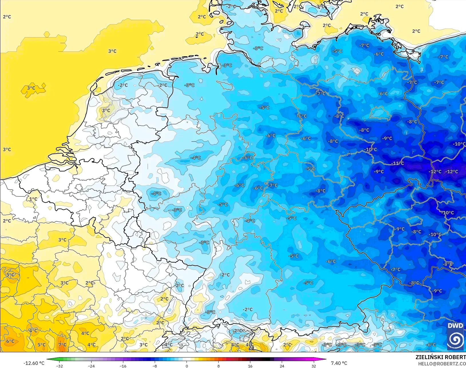 ICON modelo - Alemanha, Anomalia de temperatura a 2 m