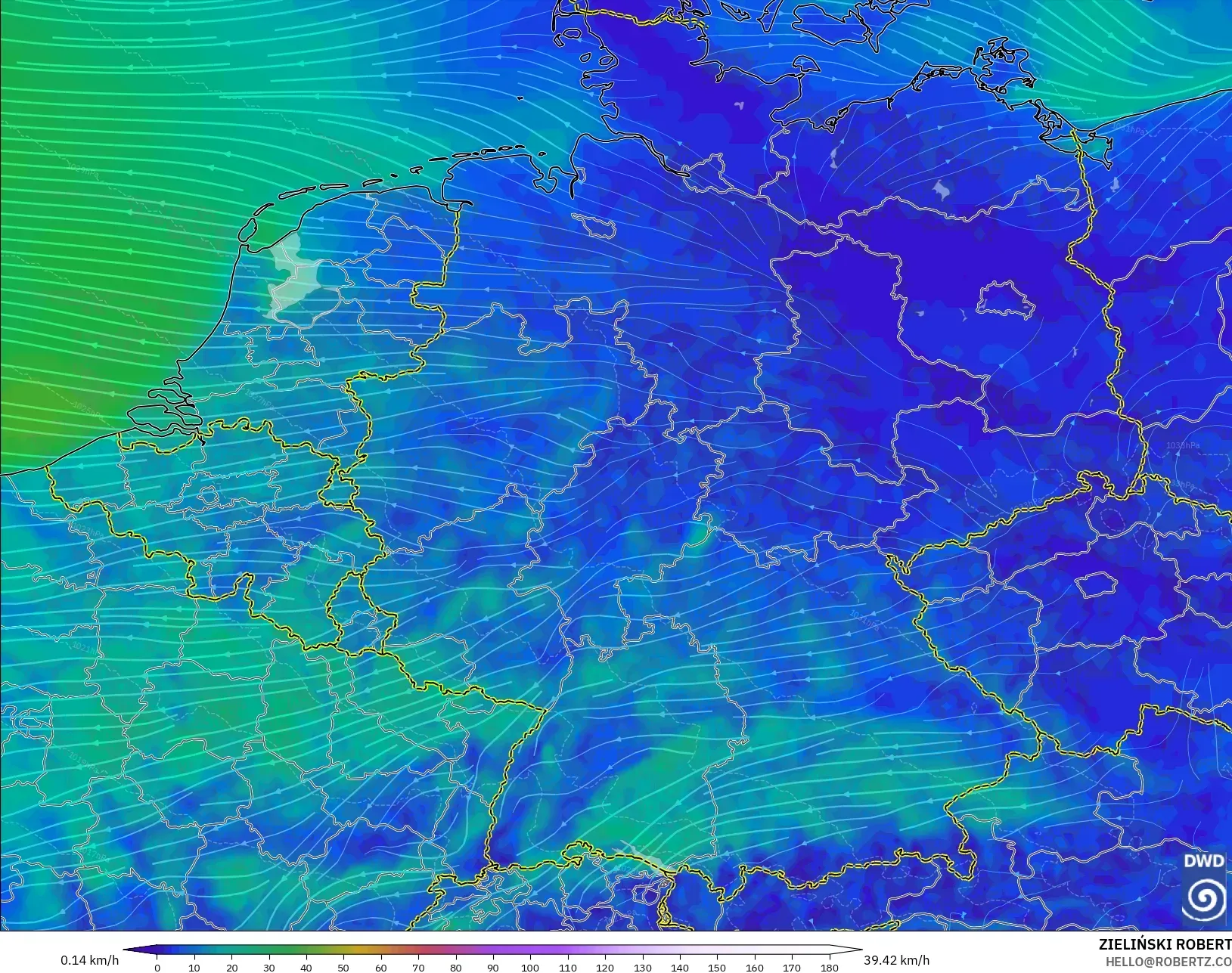 ICON modelo - Alemanha, Vento a 10 m