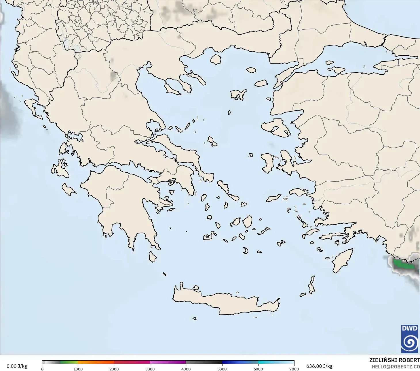 ICON modelo - Grécia, CAPE