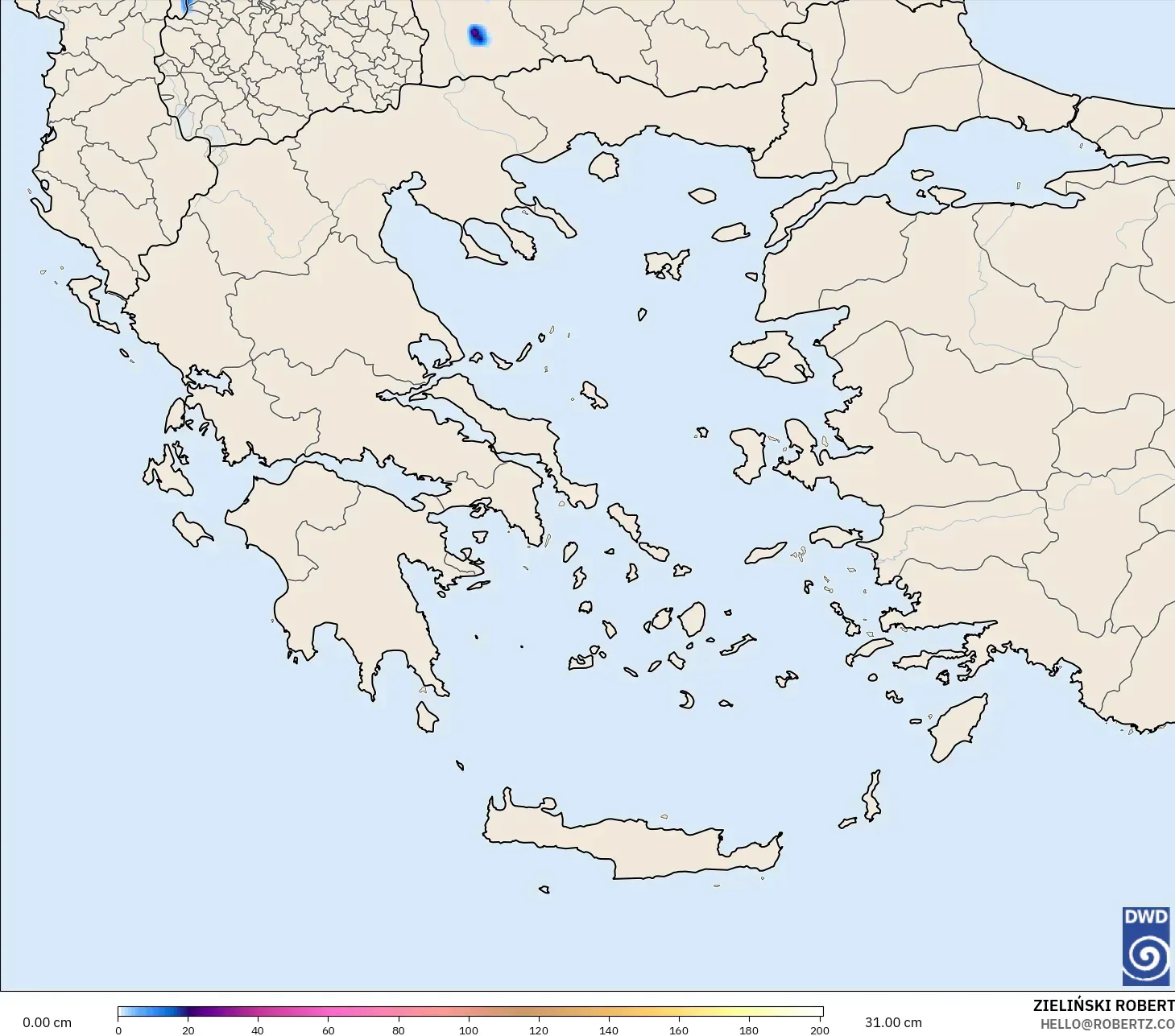 ICON modelo - Grécia, Profundidade da neve