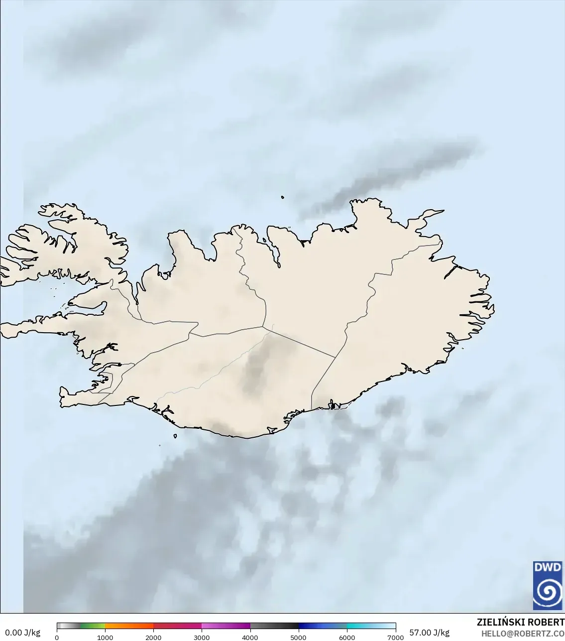 ICON modelo - Islândia, CAPE