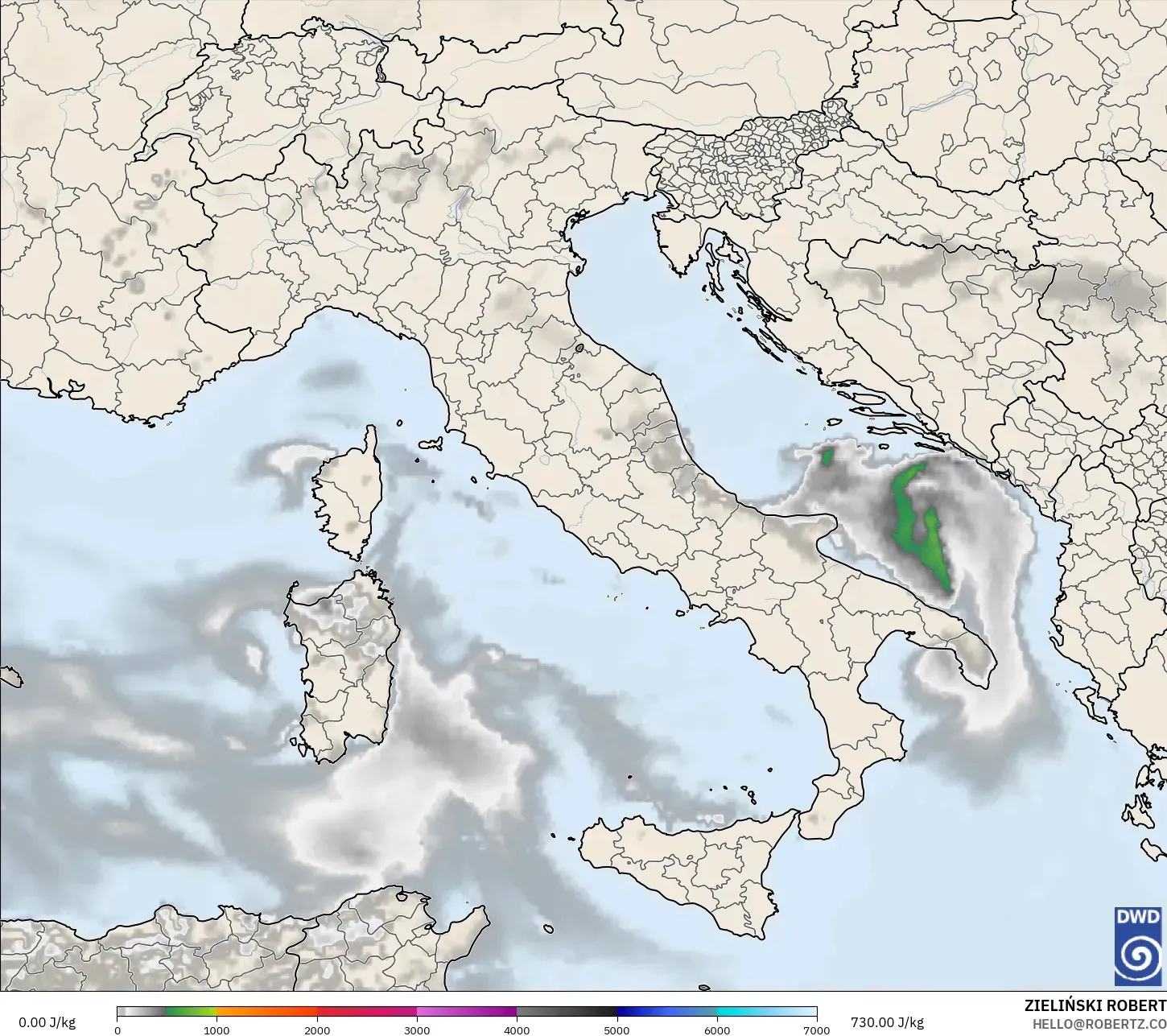 ICON modelo - Itália, CAPE