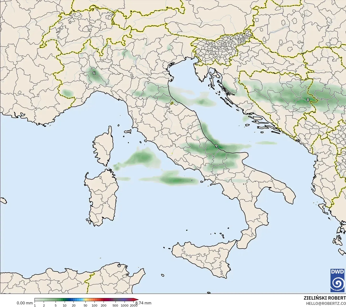 ICON modelo - Itália, Acúmulo de precipitação