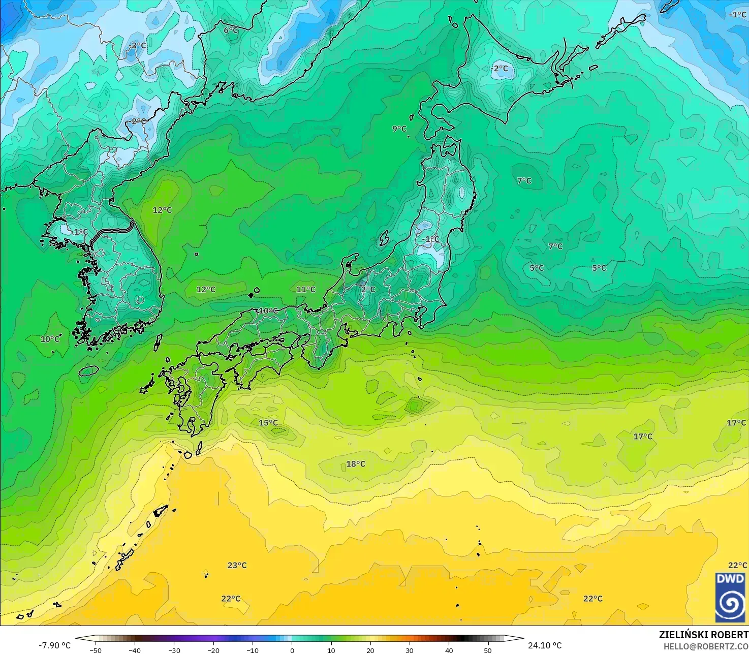 ICON modelo - Japão, Ponto de orvalho a 2 m