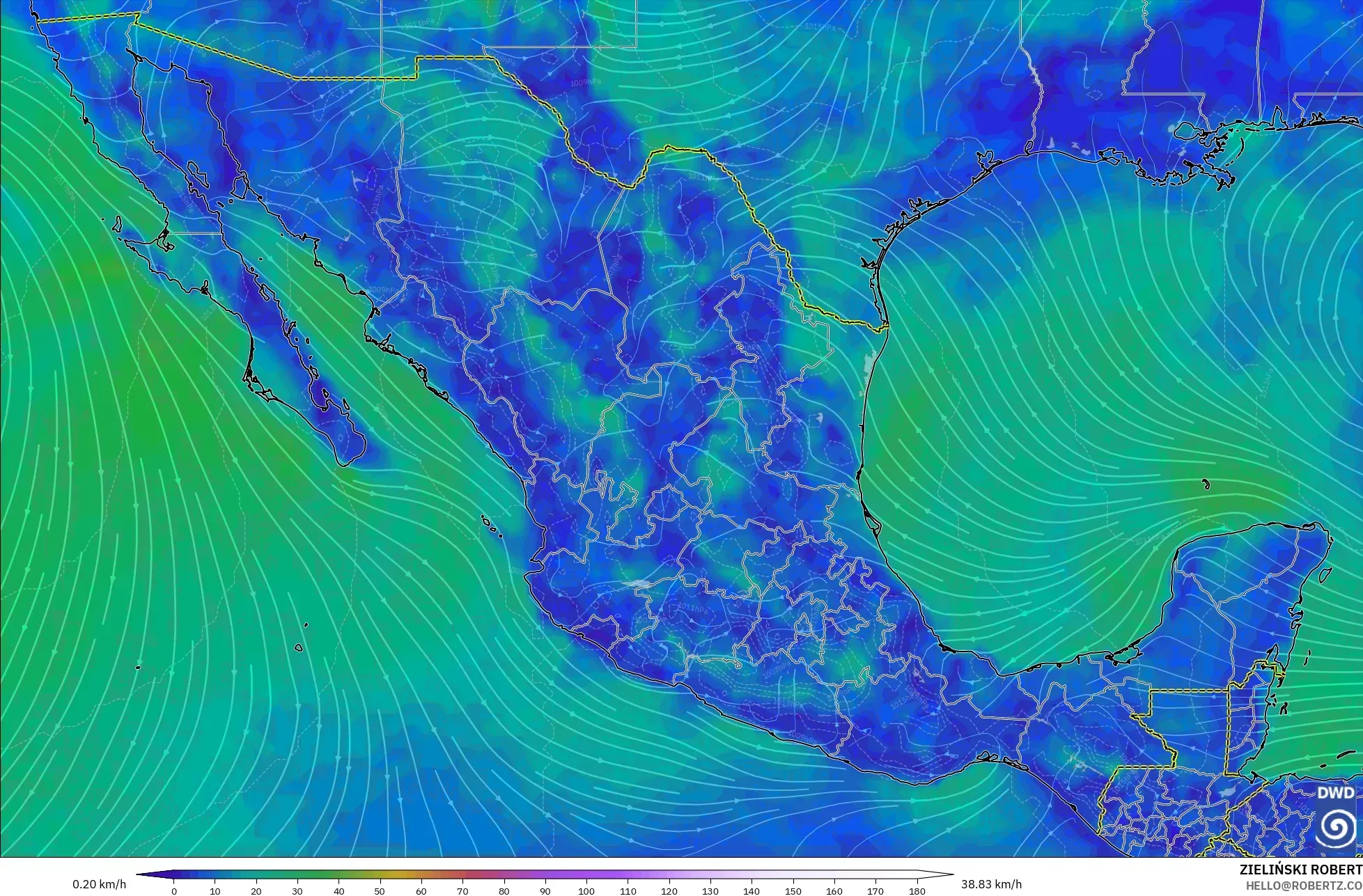 ICON modelo - México, Vento a 10 m