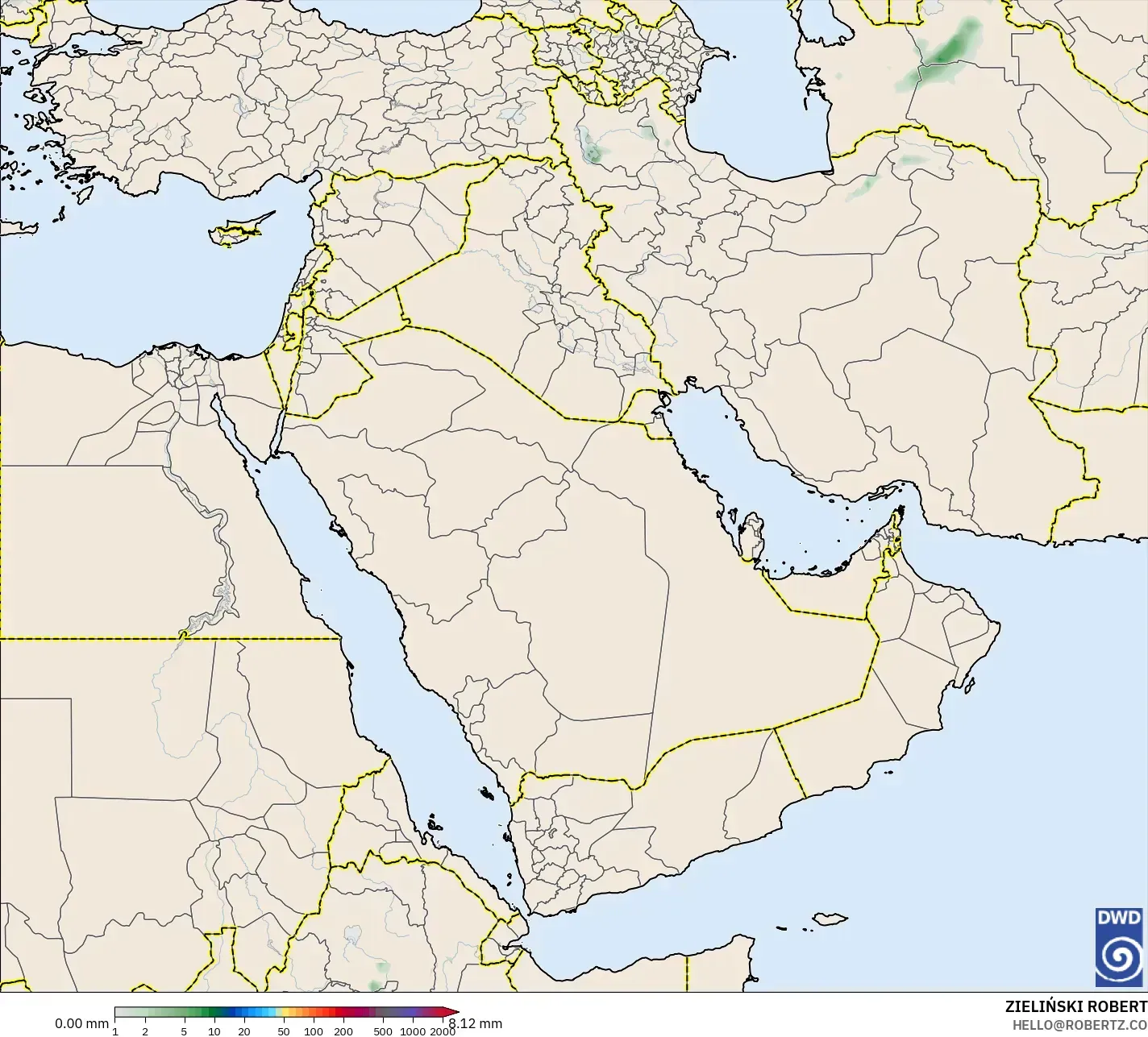 ICON modelo - Oriente Médio, Acúmulo de precipitação