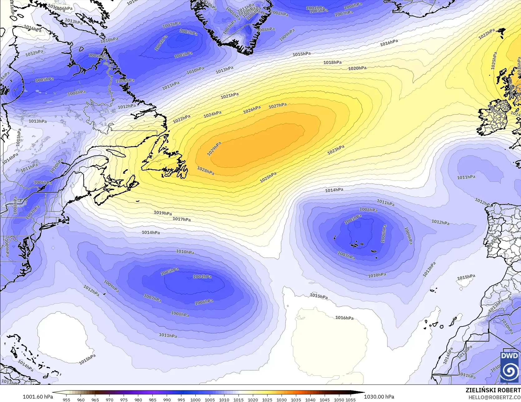ICON modelo - Atlântico Norte, Pressão