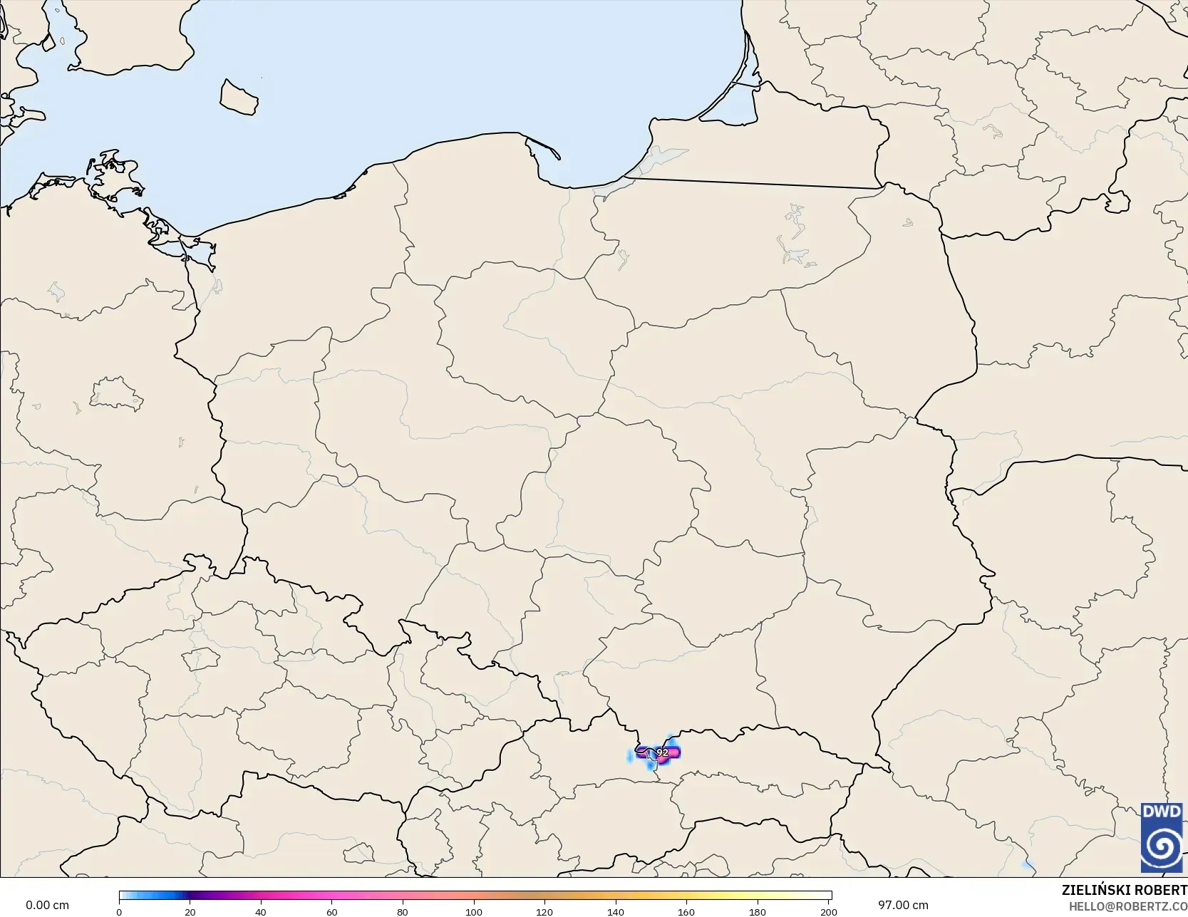 ICON modelo - Polônia, Profundidade da neve