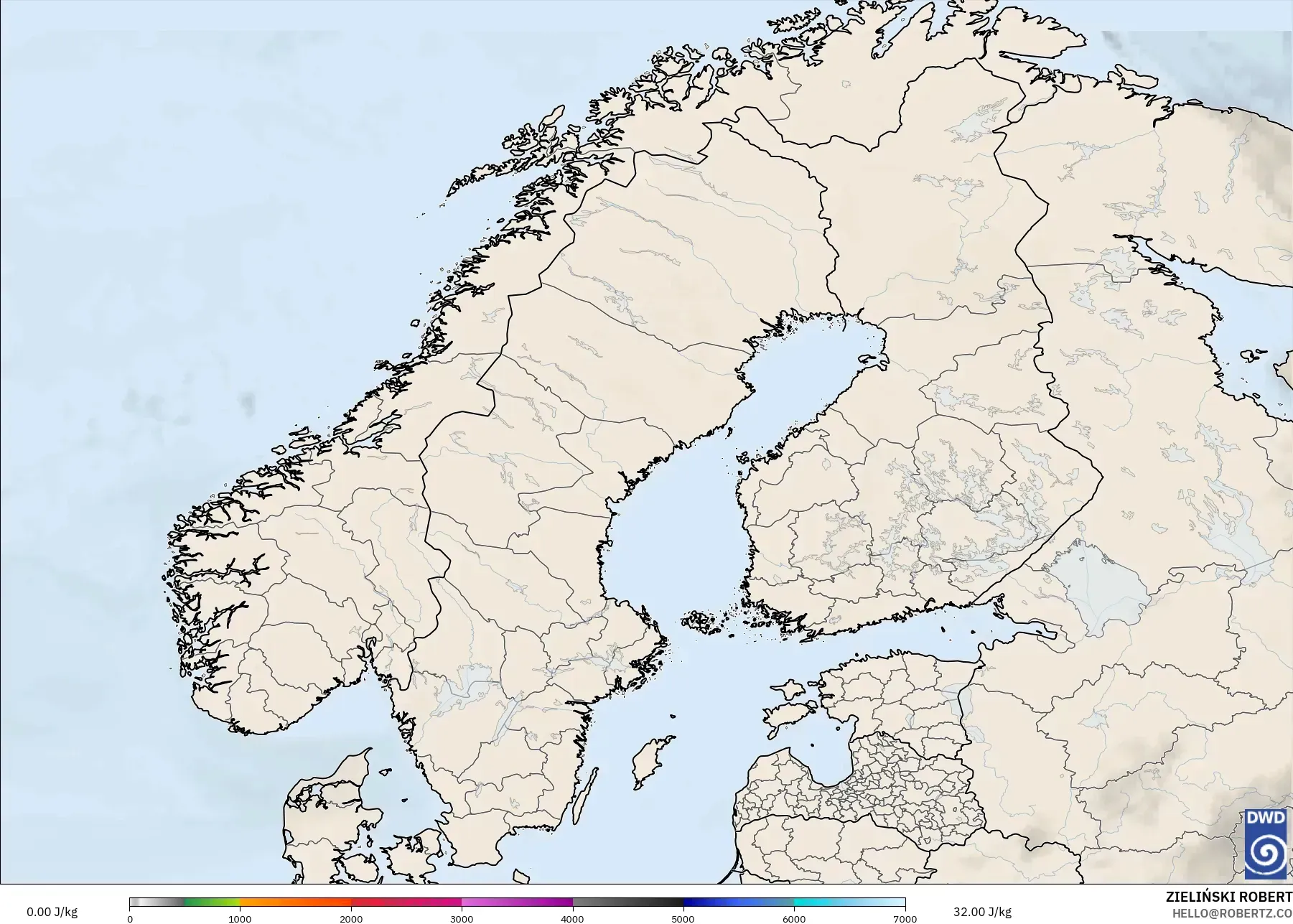 ICON modelo - Escandinávia, CAPE