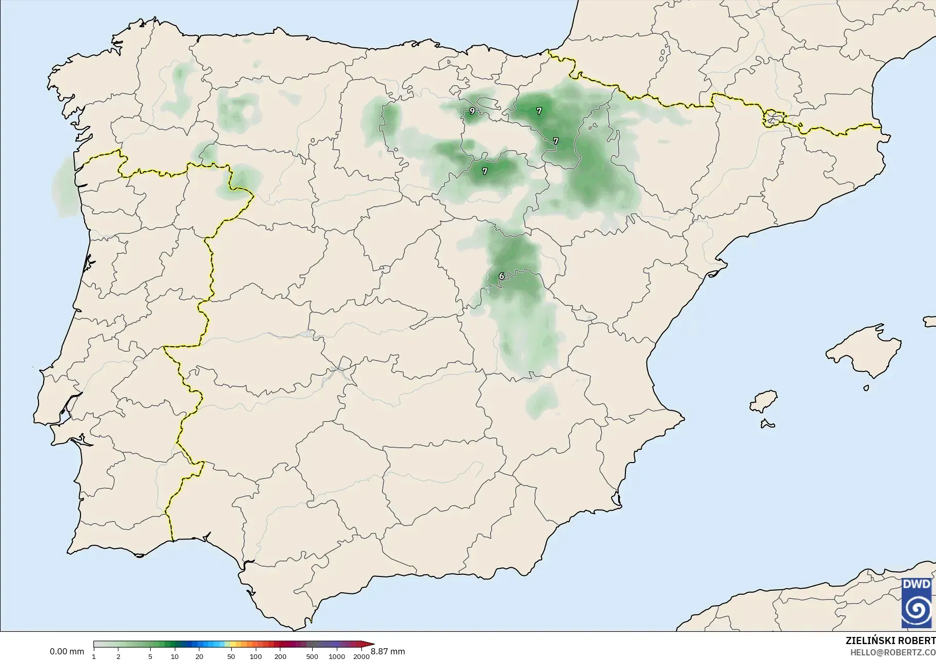 ICON modelo - Espanha, Acúmulo de precipitação