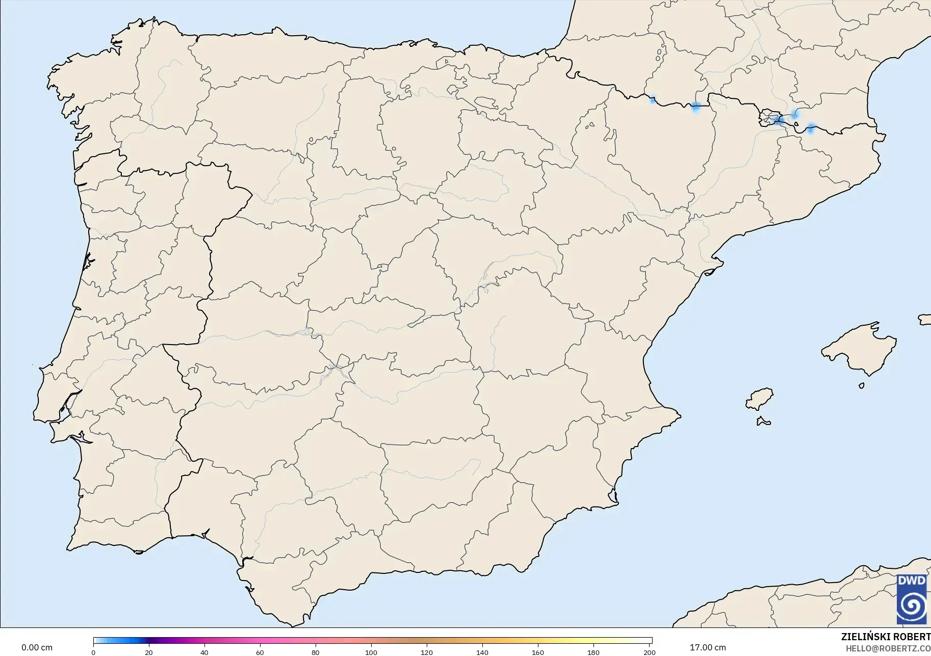 ICON modelo - Espanha, Profundidade da neve