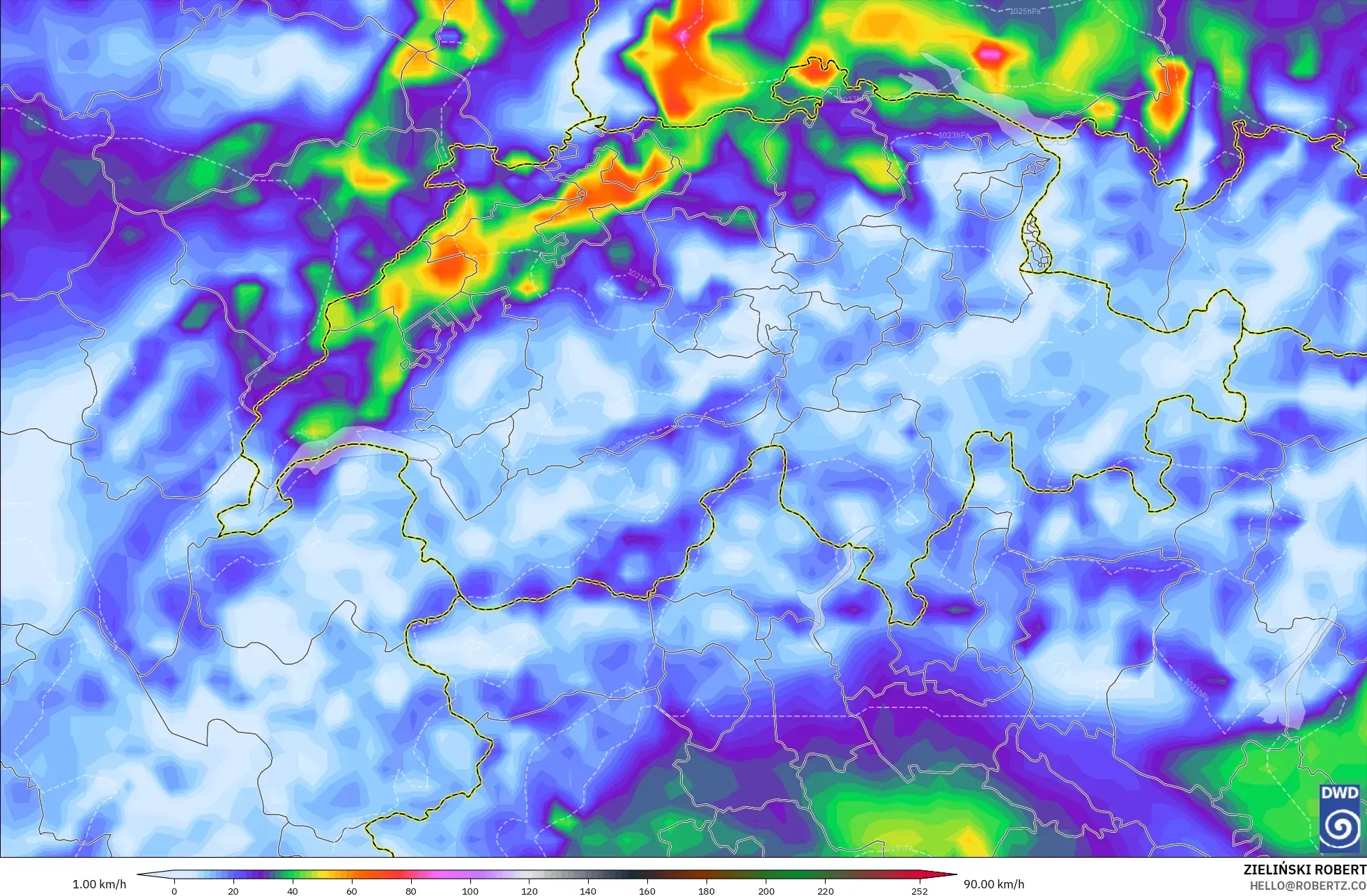 ICON modelo - Suíça, Rajadas de vento