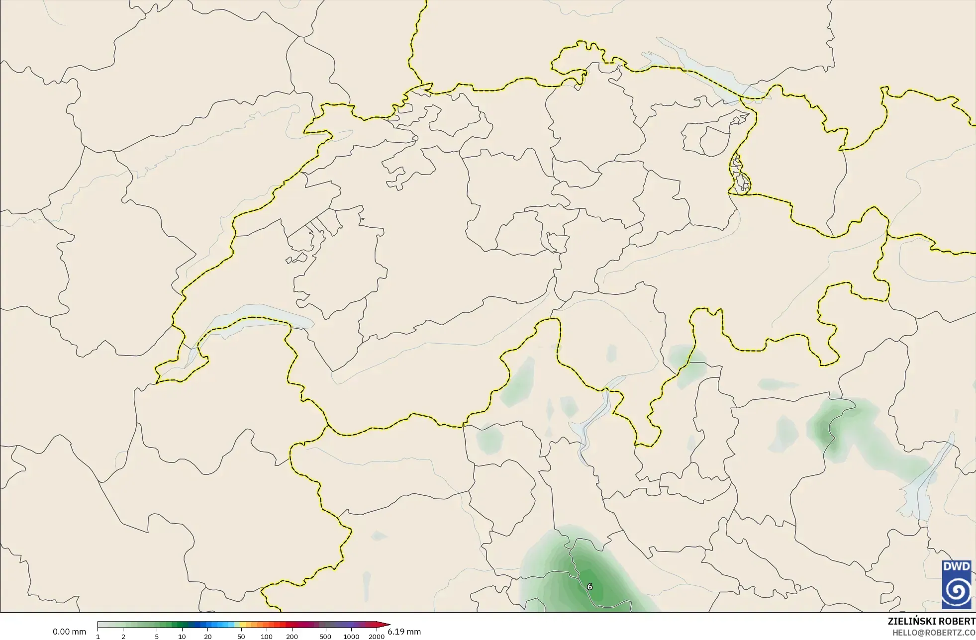 ICON modelo - Suíça, Acúmulo de precipitação