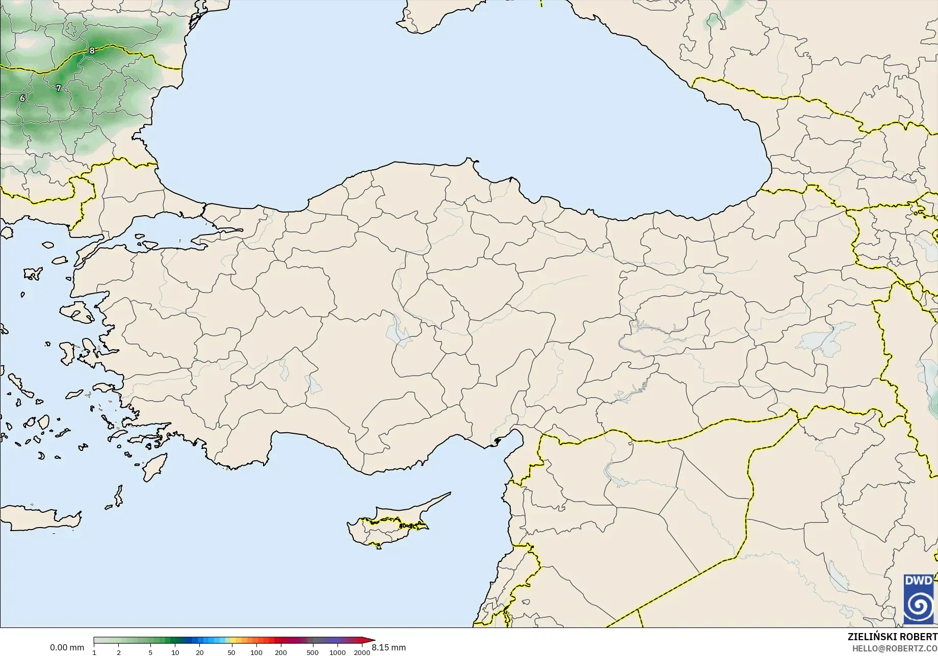 ICON modelo - Turquia, Acúmulo de precipitação